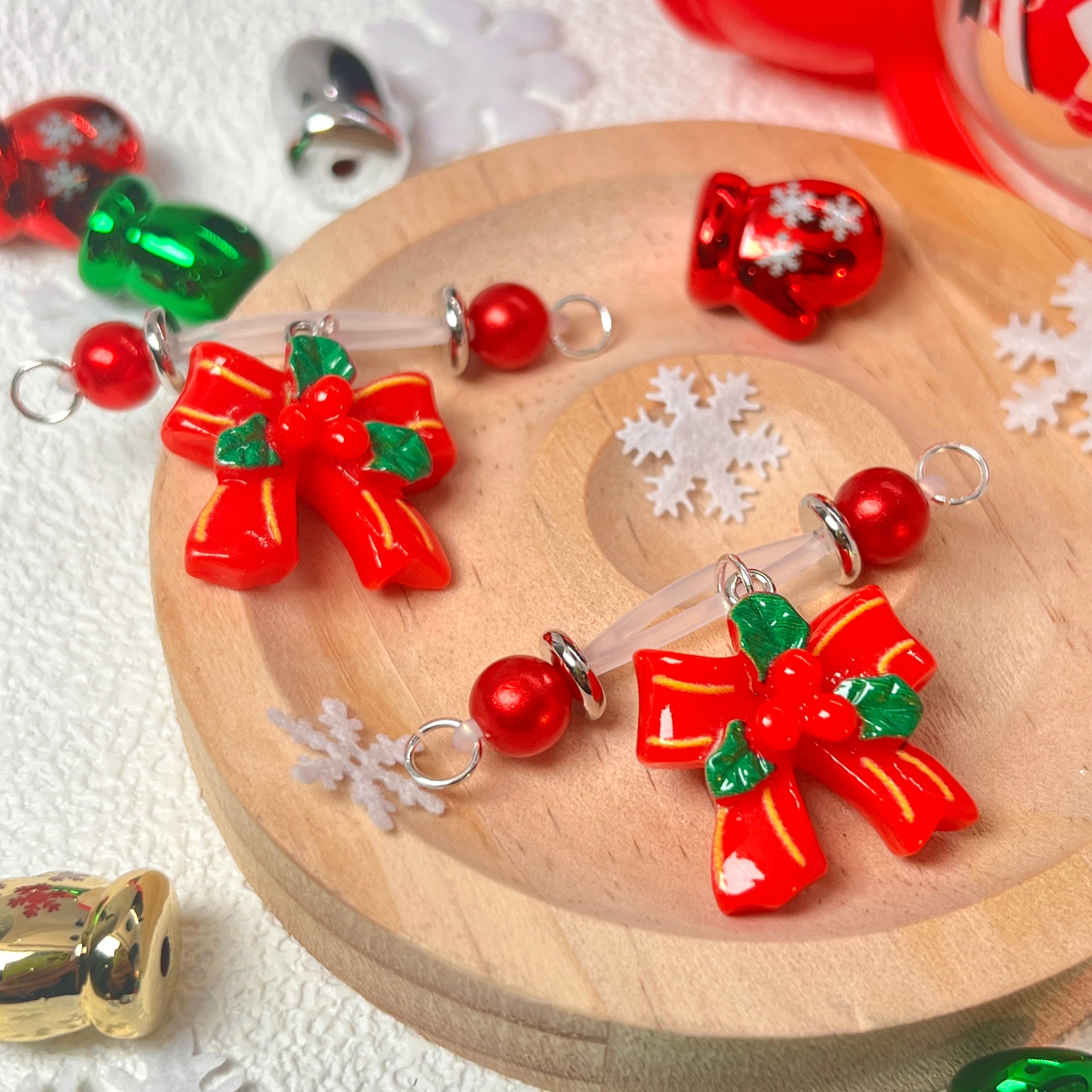 Red Kiss Bow Charm Clips