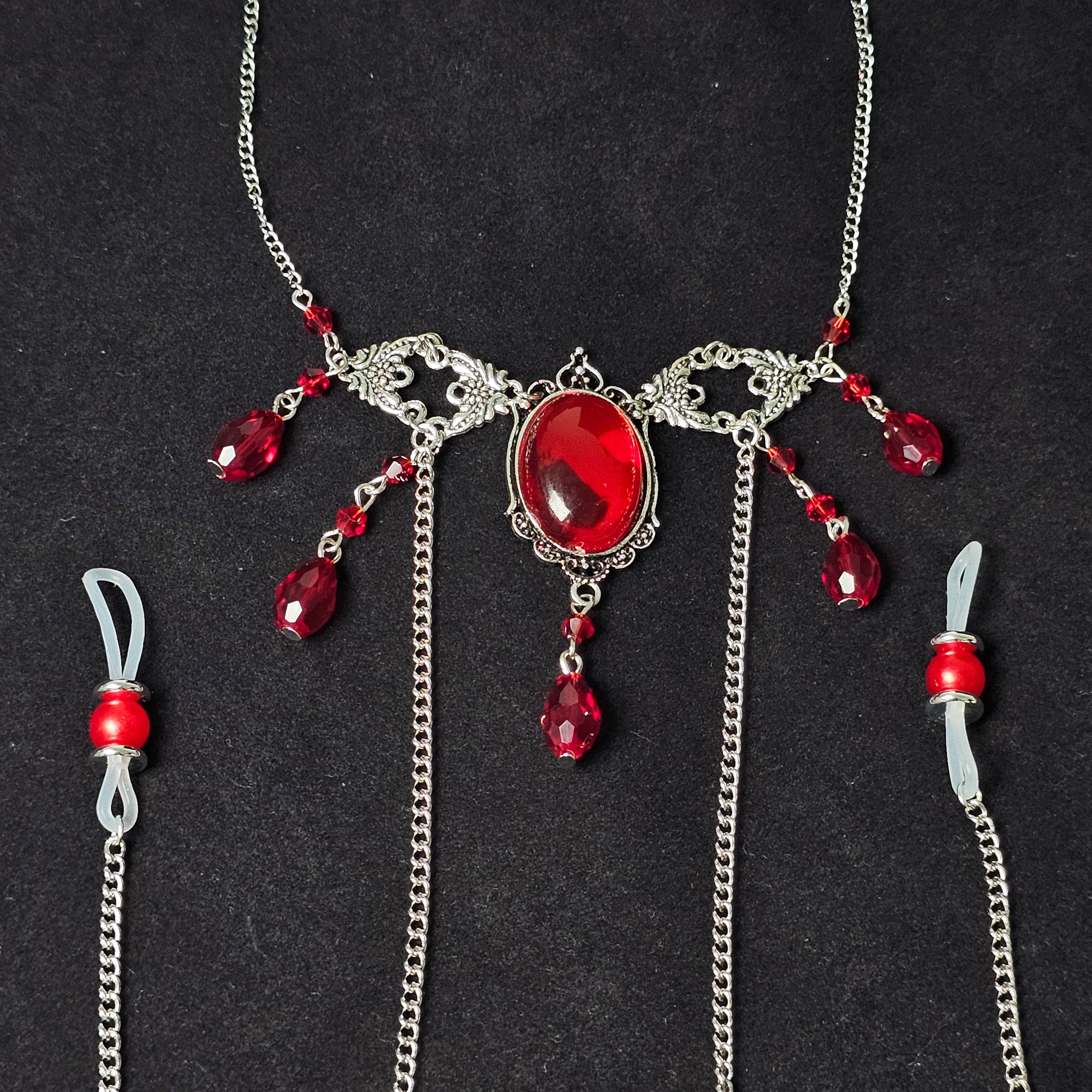 Sexy ruby nipple chain