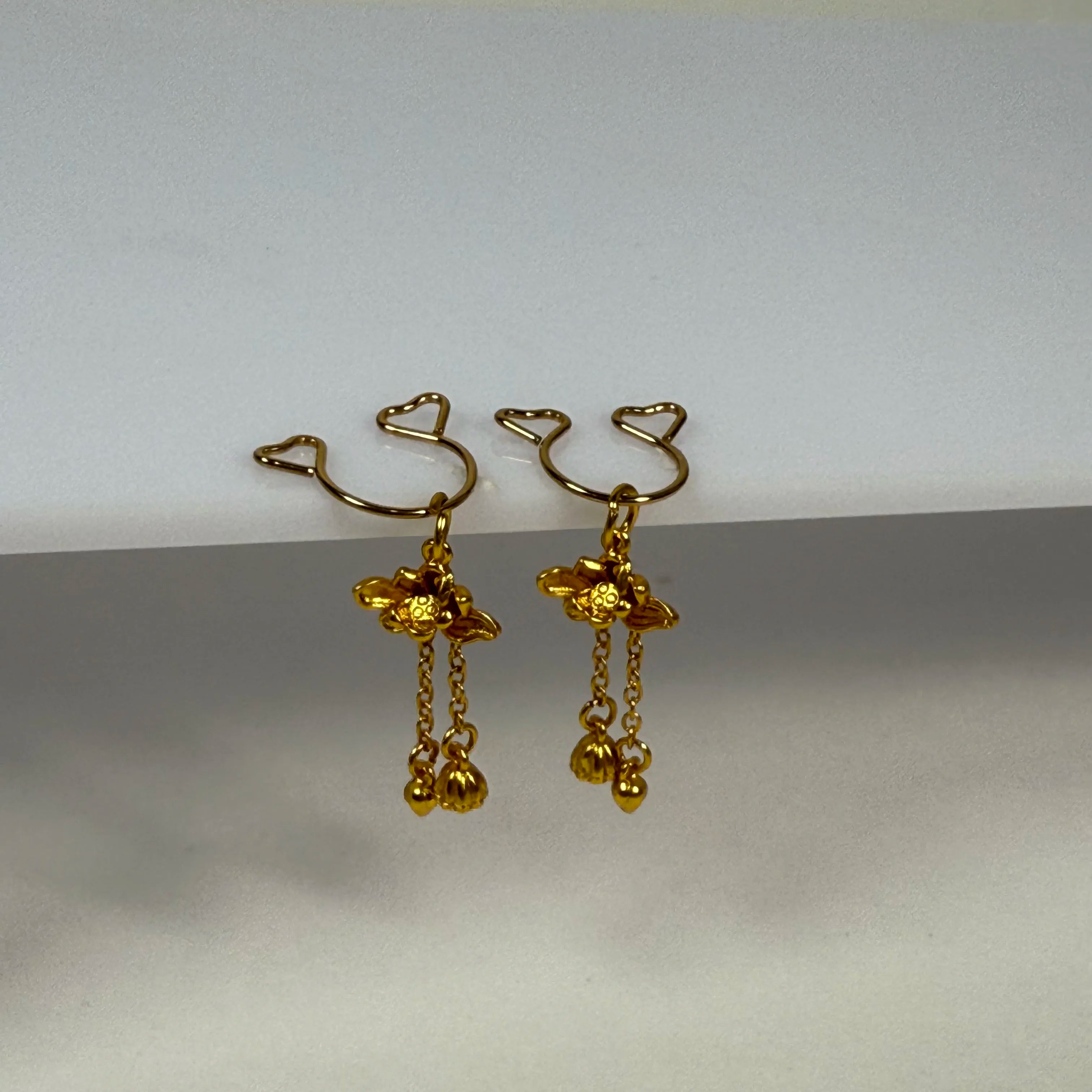 No-drill adjustable - K gold flower petals