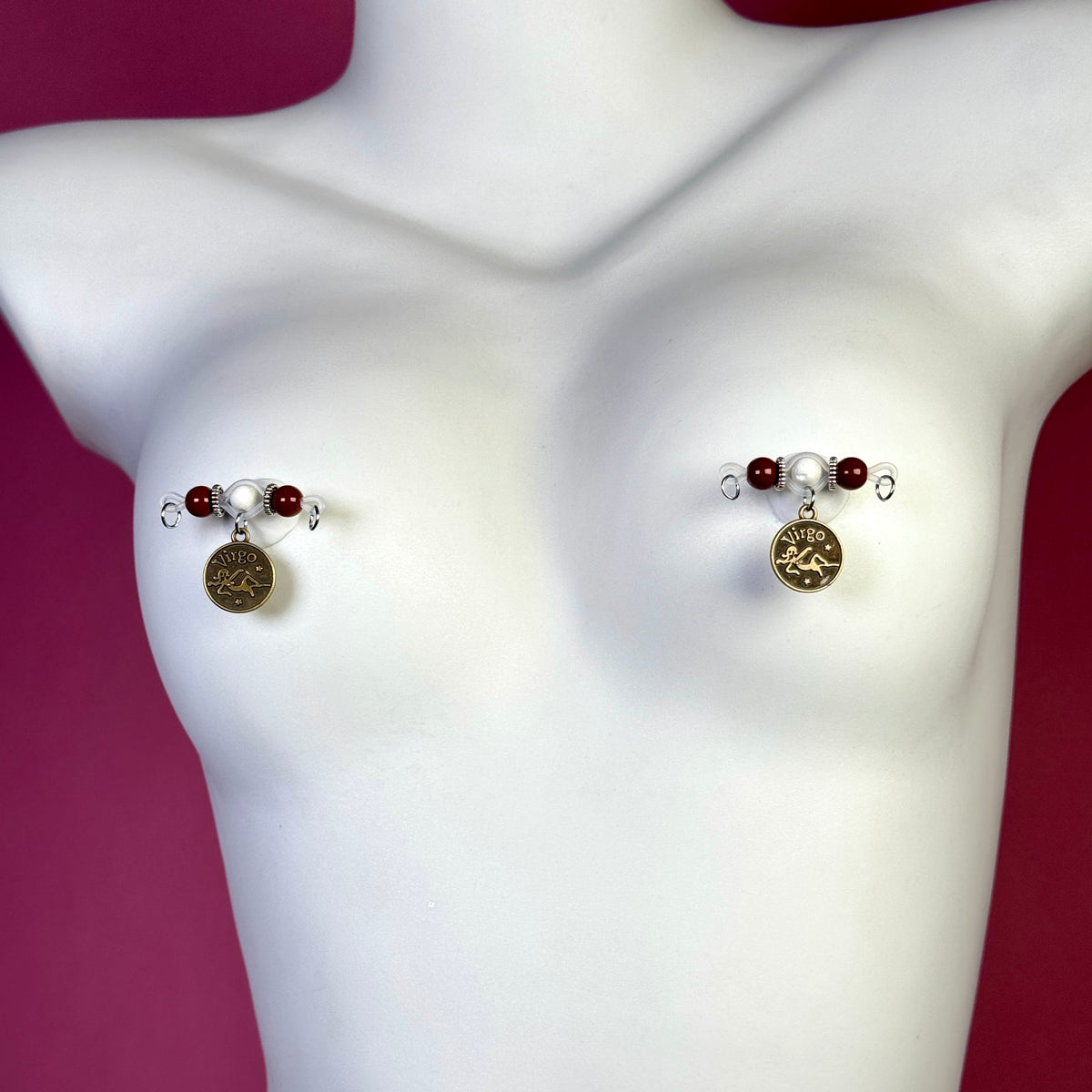Vintage-style zodiac pendant nipple ring