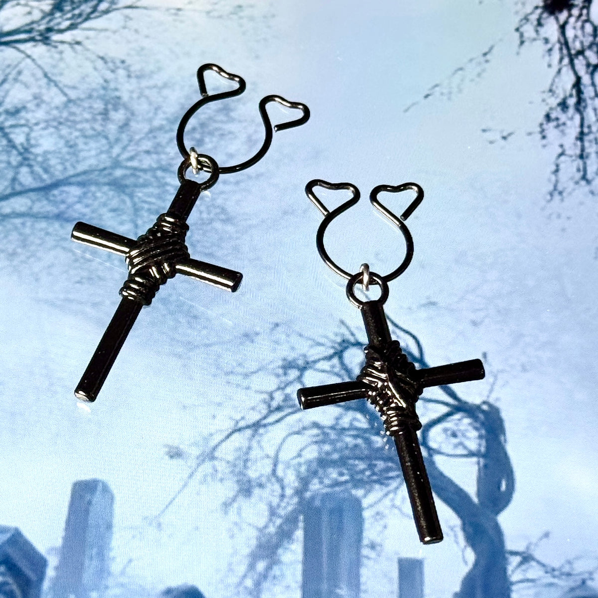 Midnight Cross Charm Clip
