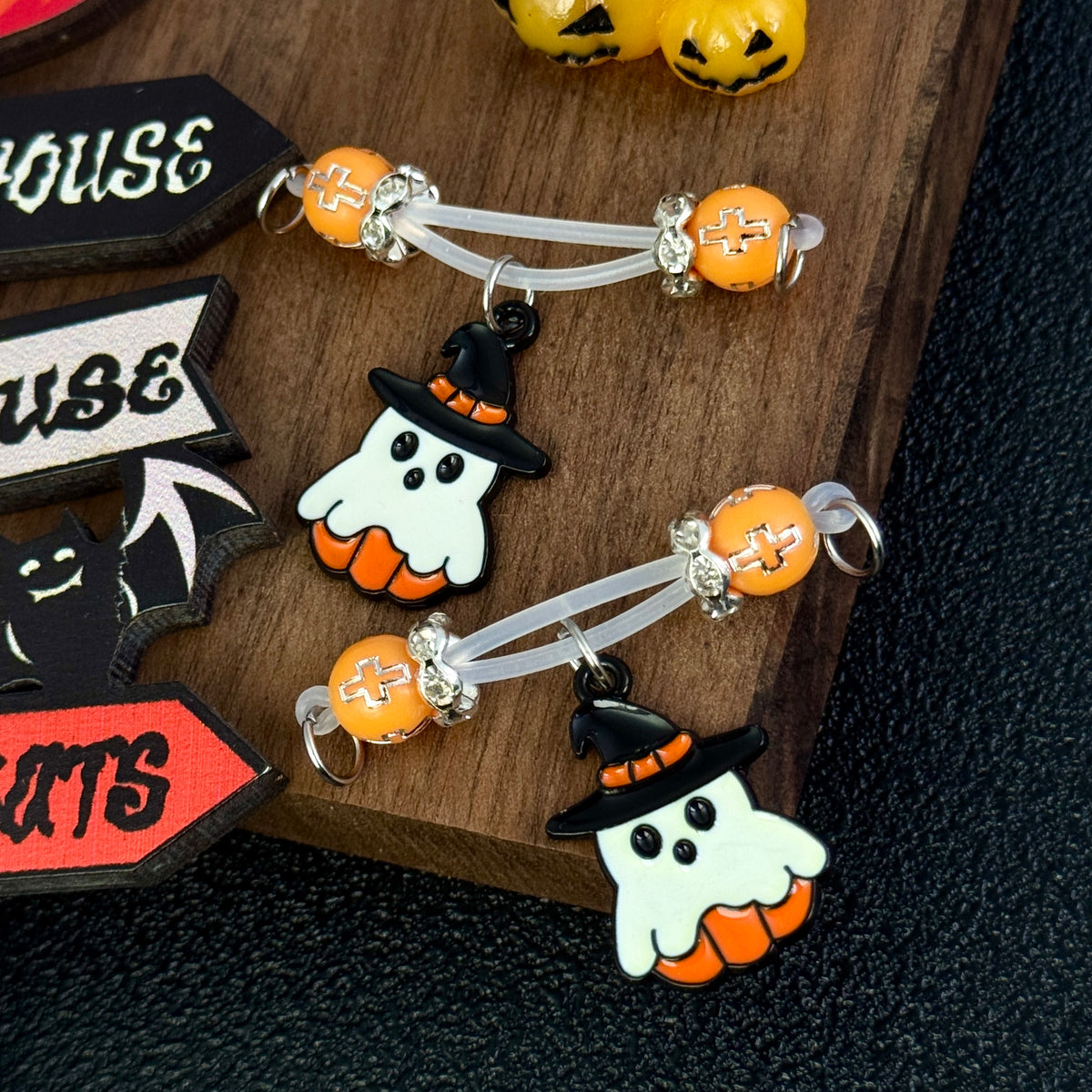 Pumpkin Ghost Witch Charm Nipple Ring
