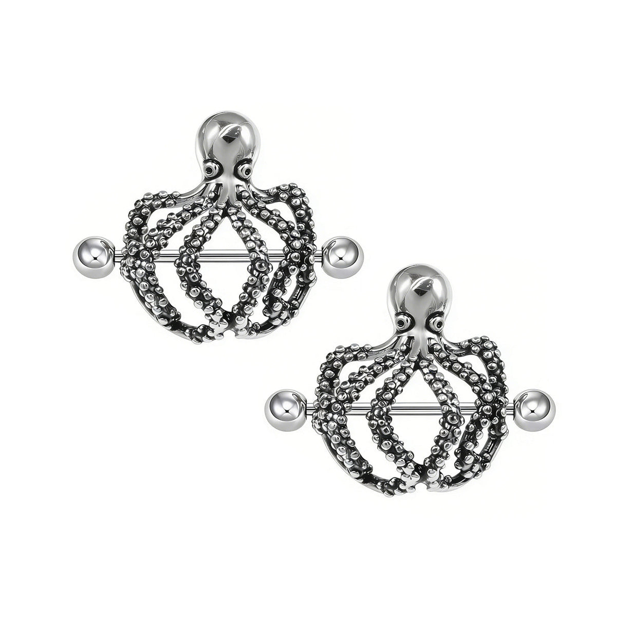 Gothic-Style Octopus Tentacle Nipple Ring Piercing Jewelry