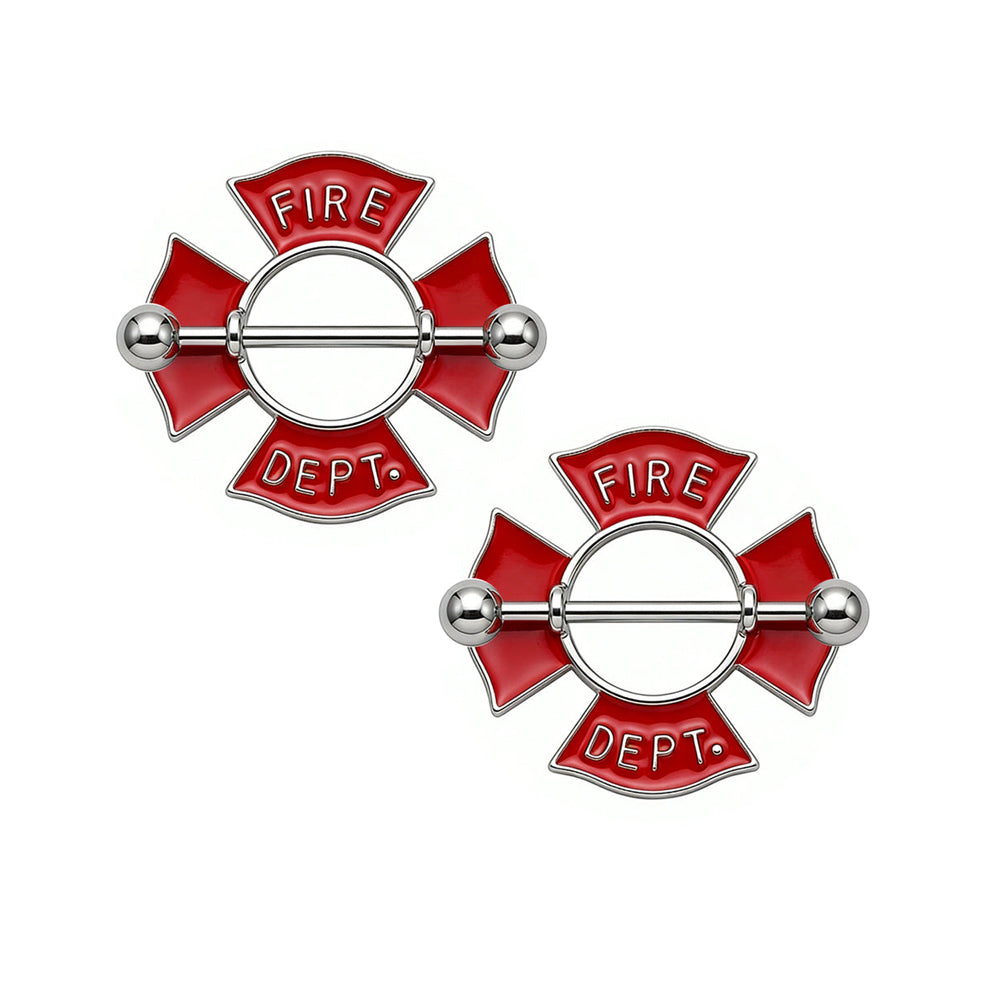 Fire Department Maltese Cross Nipple Ring Piercing Jewelry