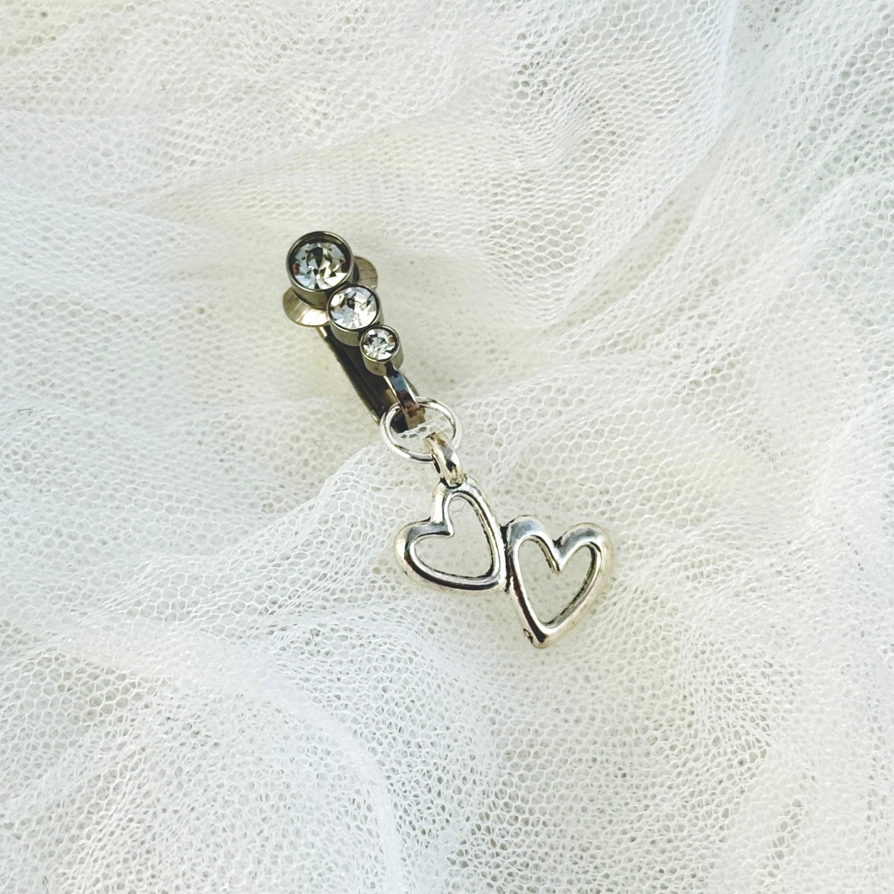 Pearl Heart Navel Clip