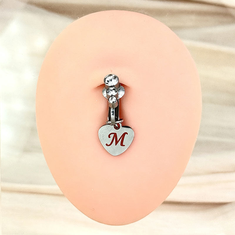 Customizable Initial Heart Faux Navel Ring