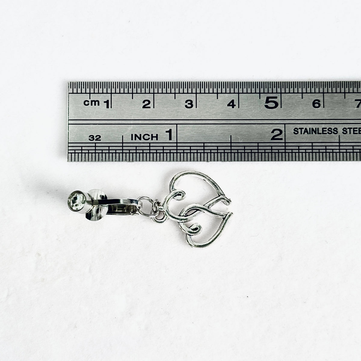 Double Heart Faux Belly Button Ring
