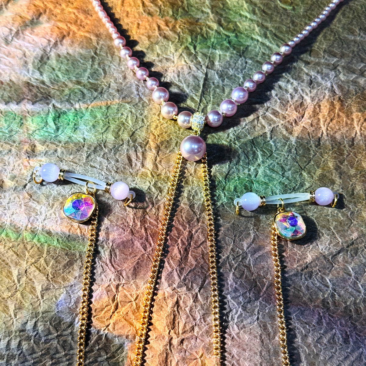 Rose Pearl Body Chain Set