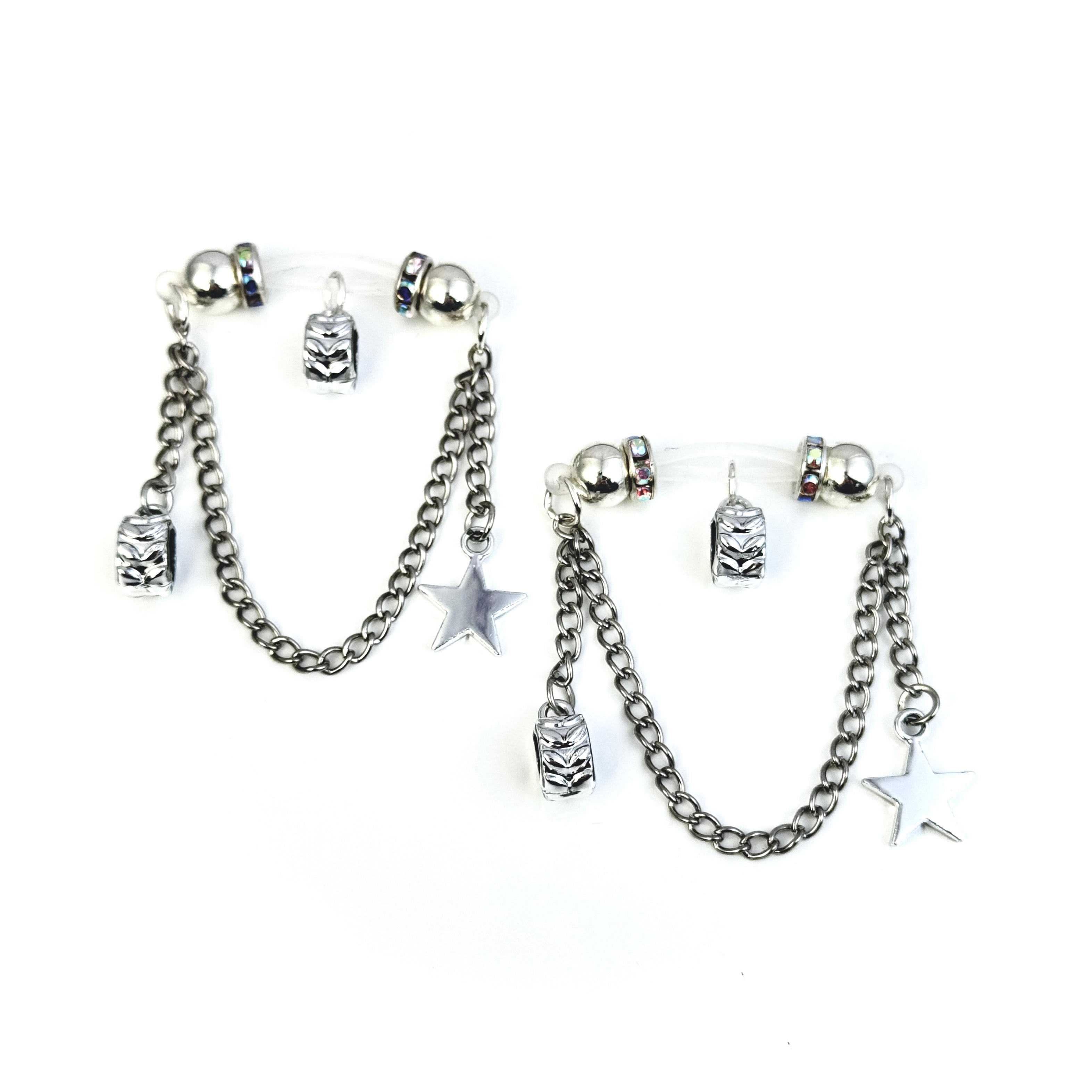 Star and Chain Non-Piercing Nipple Jewelry