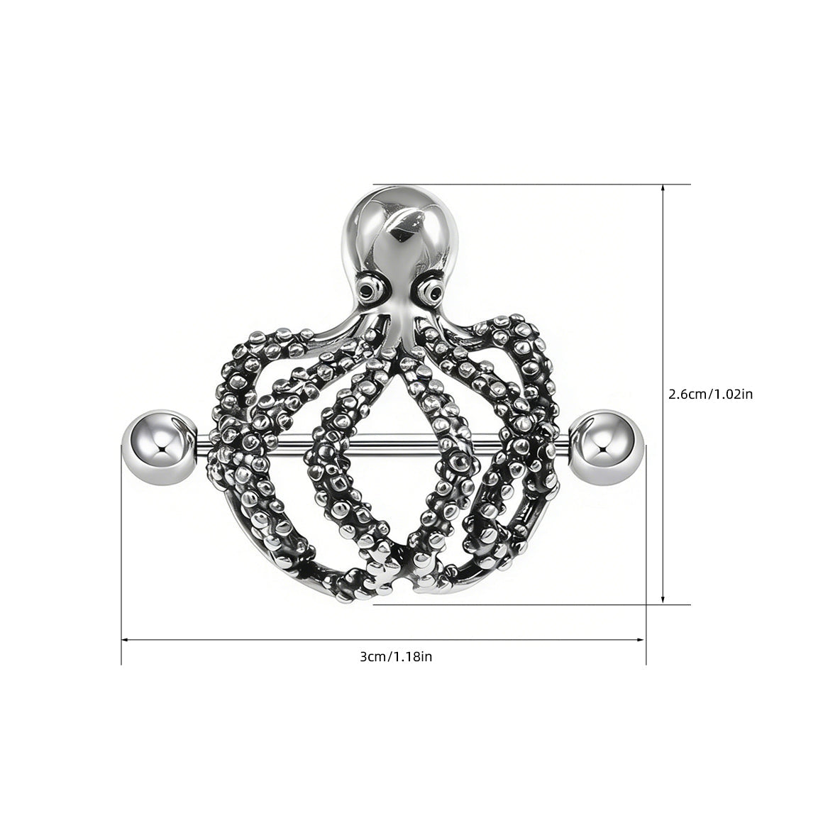 Gothic-Style Octopus Tentacle Nipple Ring Piercing Jewelry