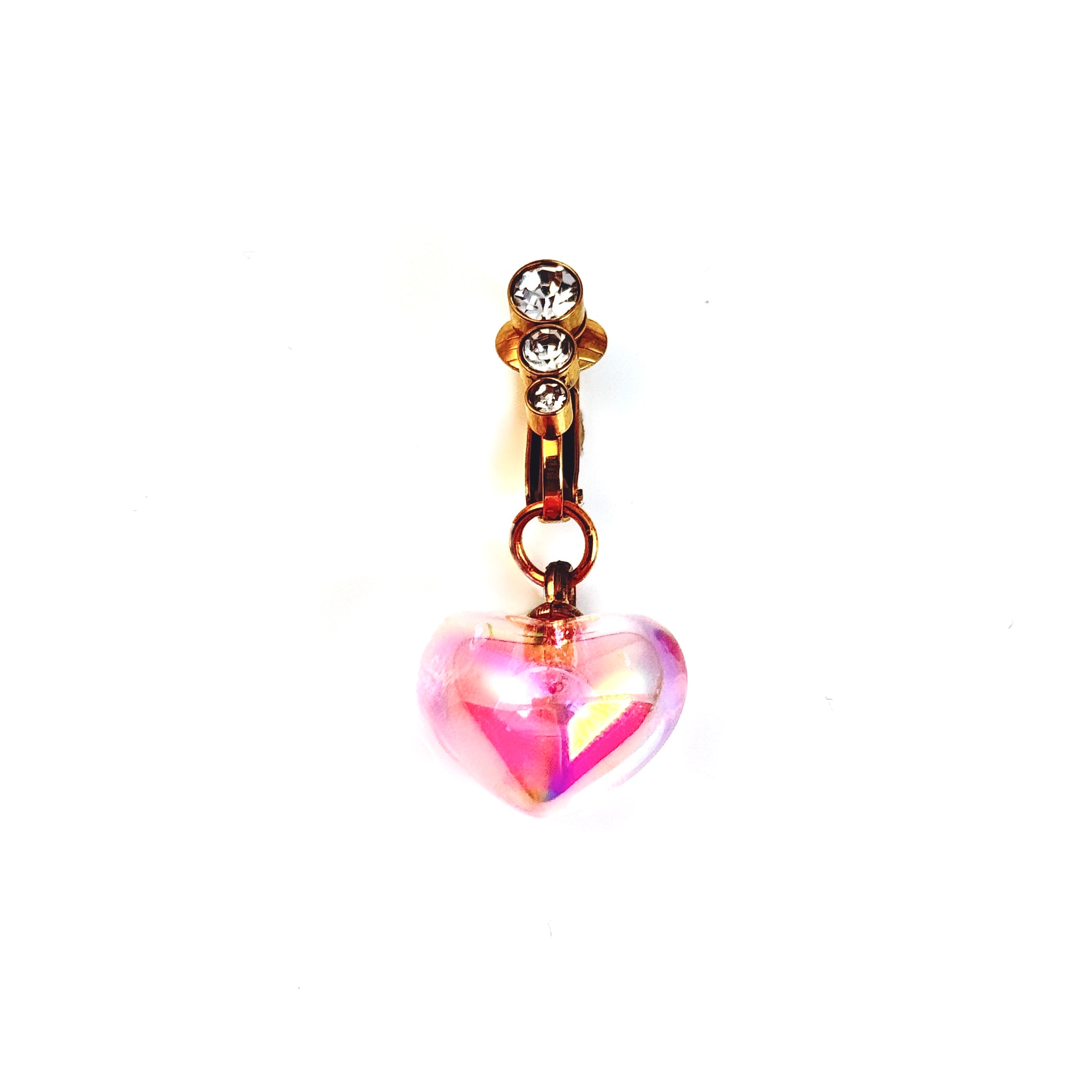 Crystal Heart Glow Faux Navel Ring