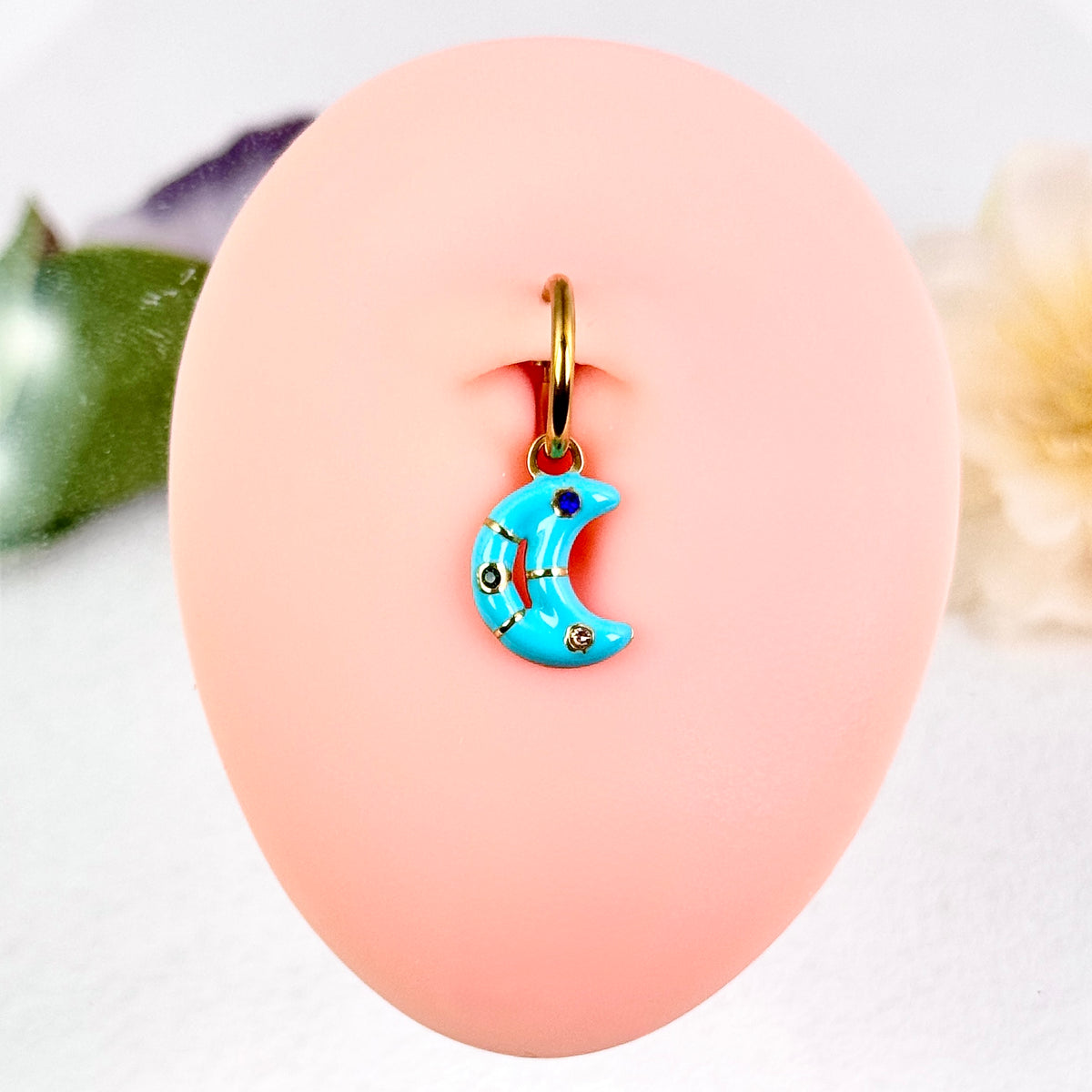 Blue Moon Charm Faux Belly Ring