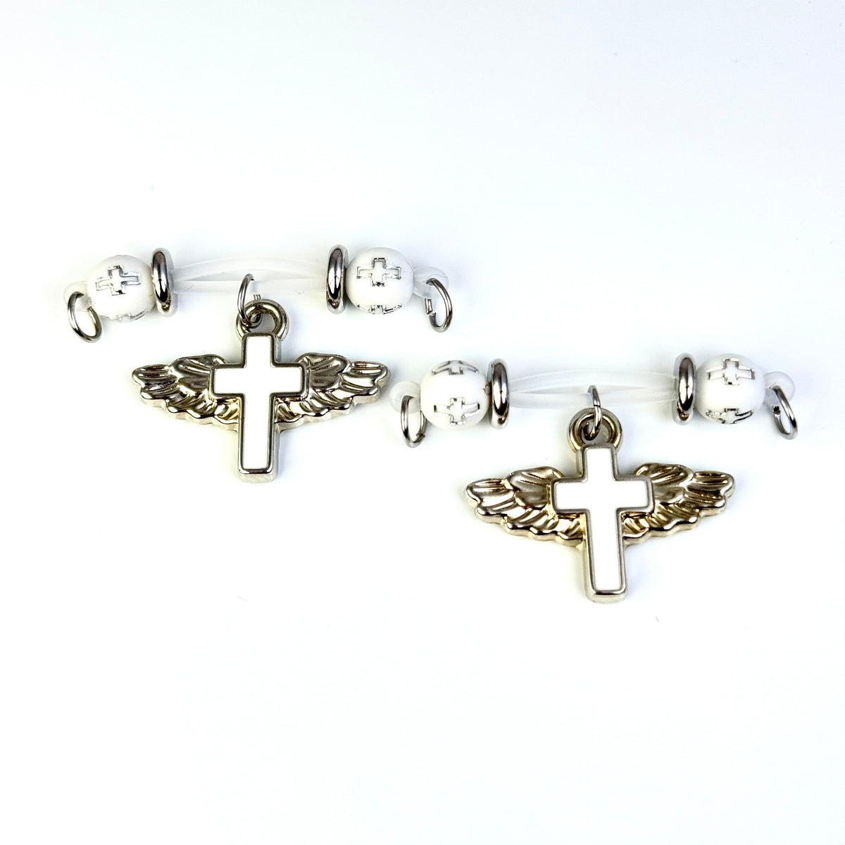 White Angel Wing Cross Non-Piercing Nipple Clamp