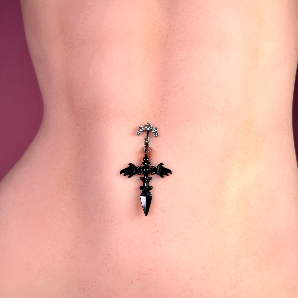 Black Bat Wing Faux Navel Ring