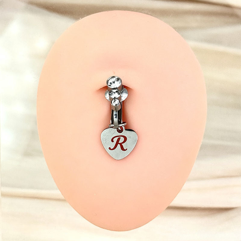 Customizable Initial Heart Faux Navel Ring
