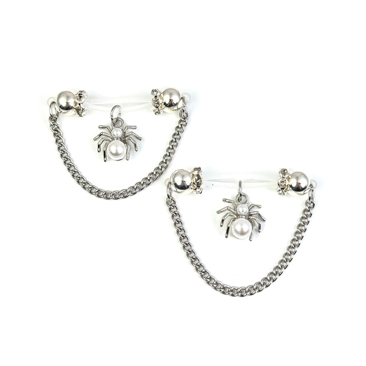 Silver Pearl Spider Gothic Nipple Jewelry