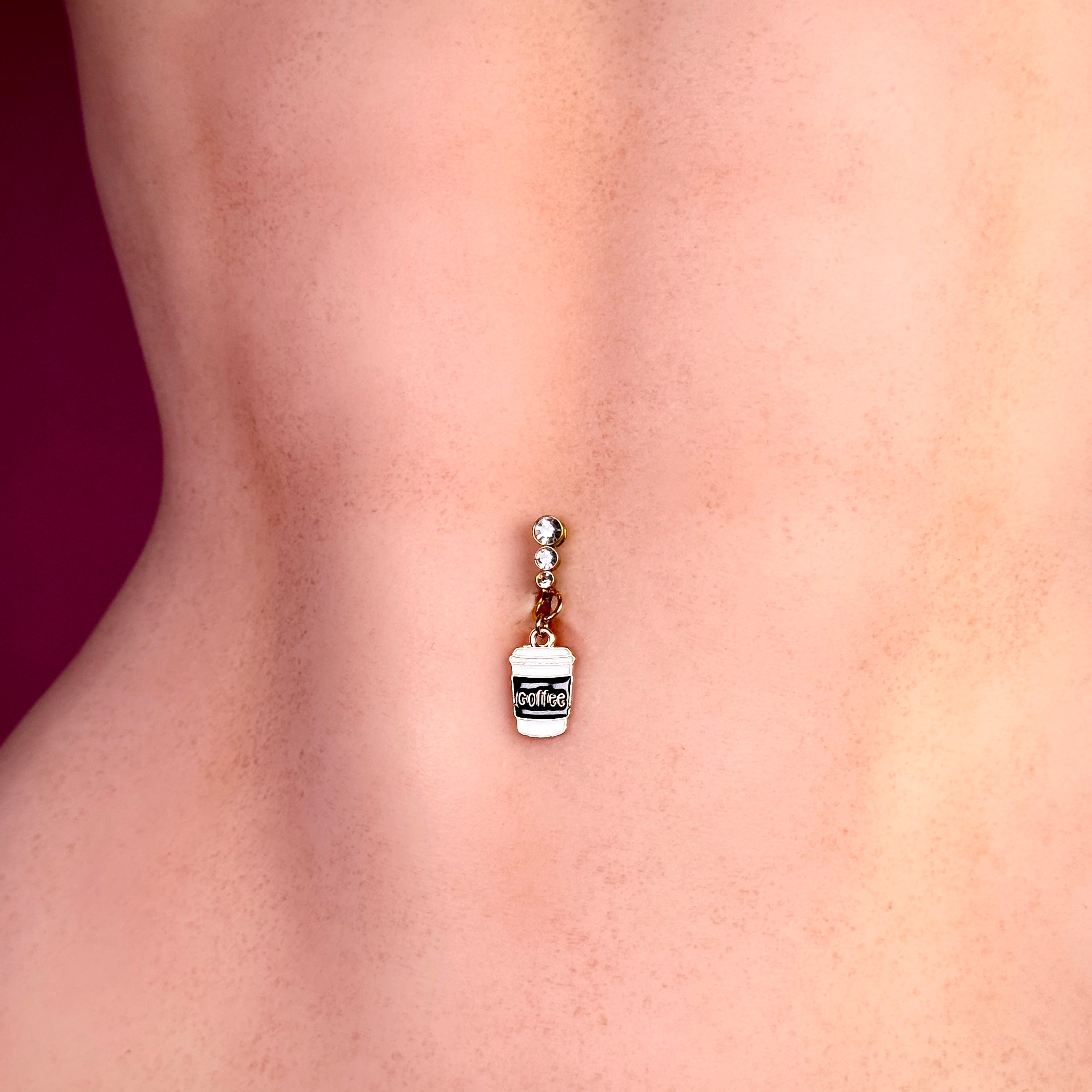 Coffee Cup Faux Belly Button Ring