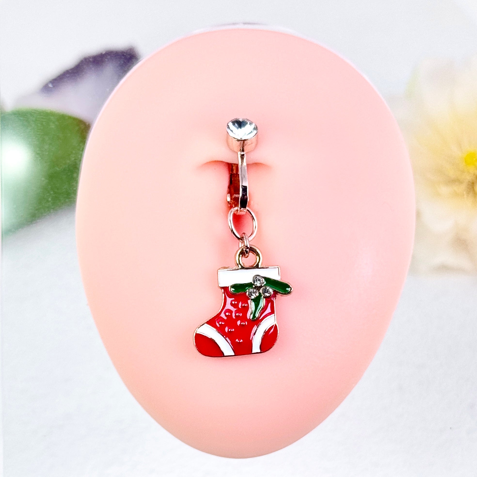 Christmas Stocking Faux Belly Button Ring