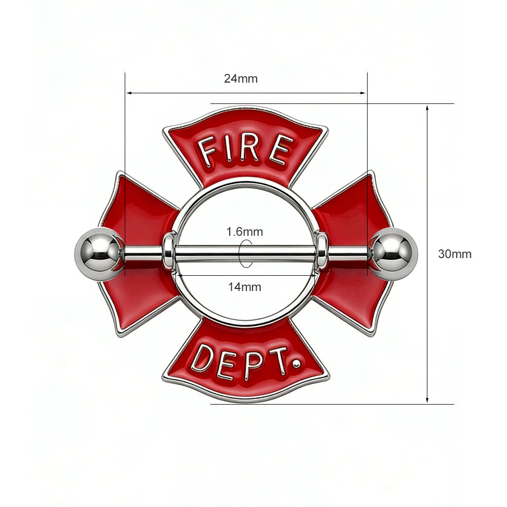 Fire Department Maltese Cross Nipple Ring Piercing Jewelry
