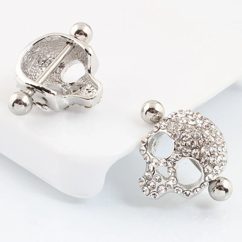 Skull and Zircon Nipple Ring