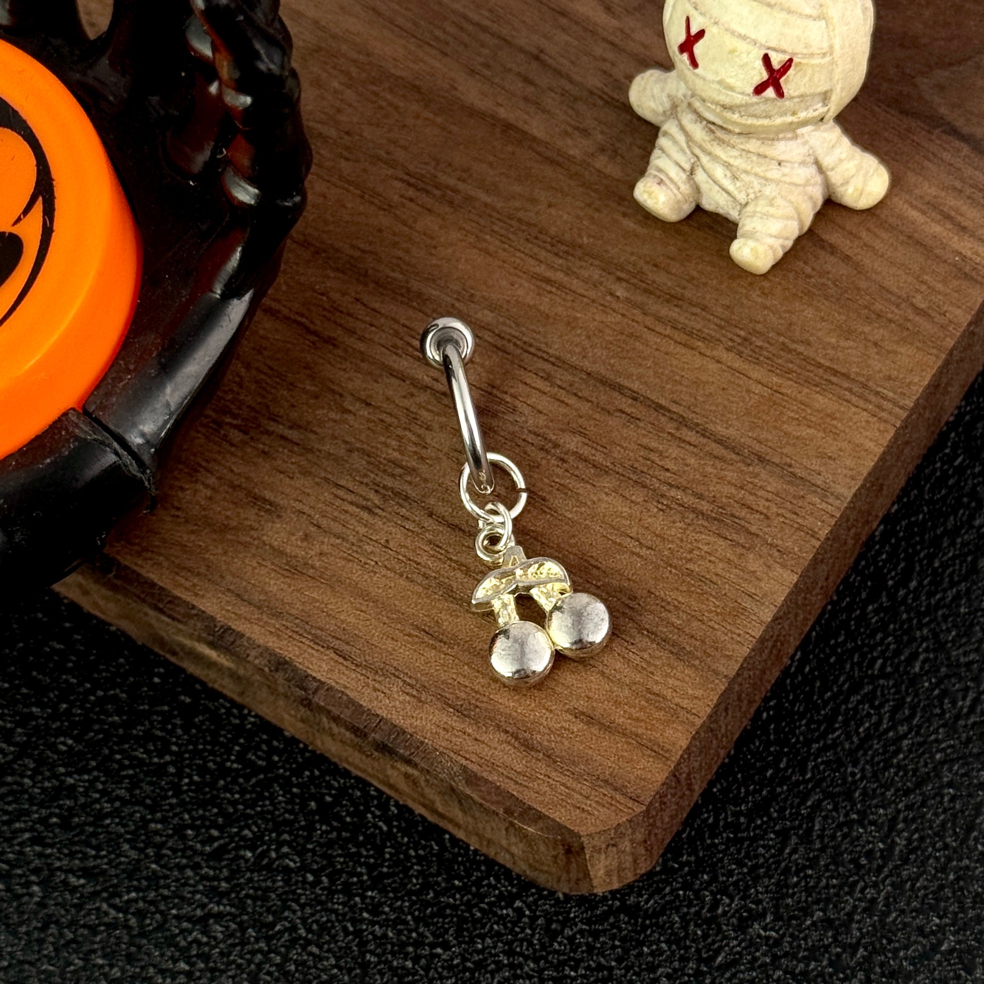 Cherry Charm Faux Belly Button Ring