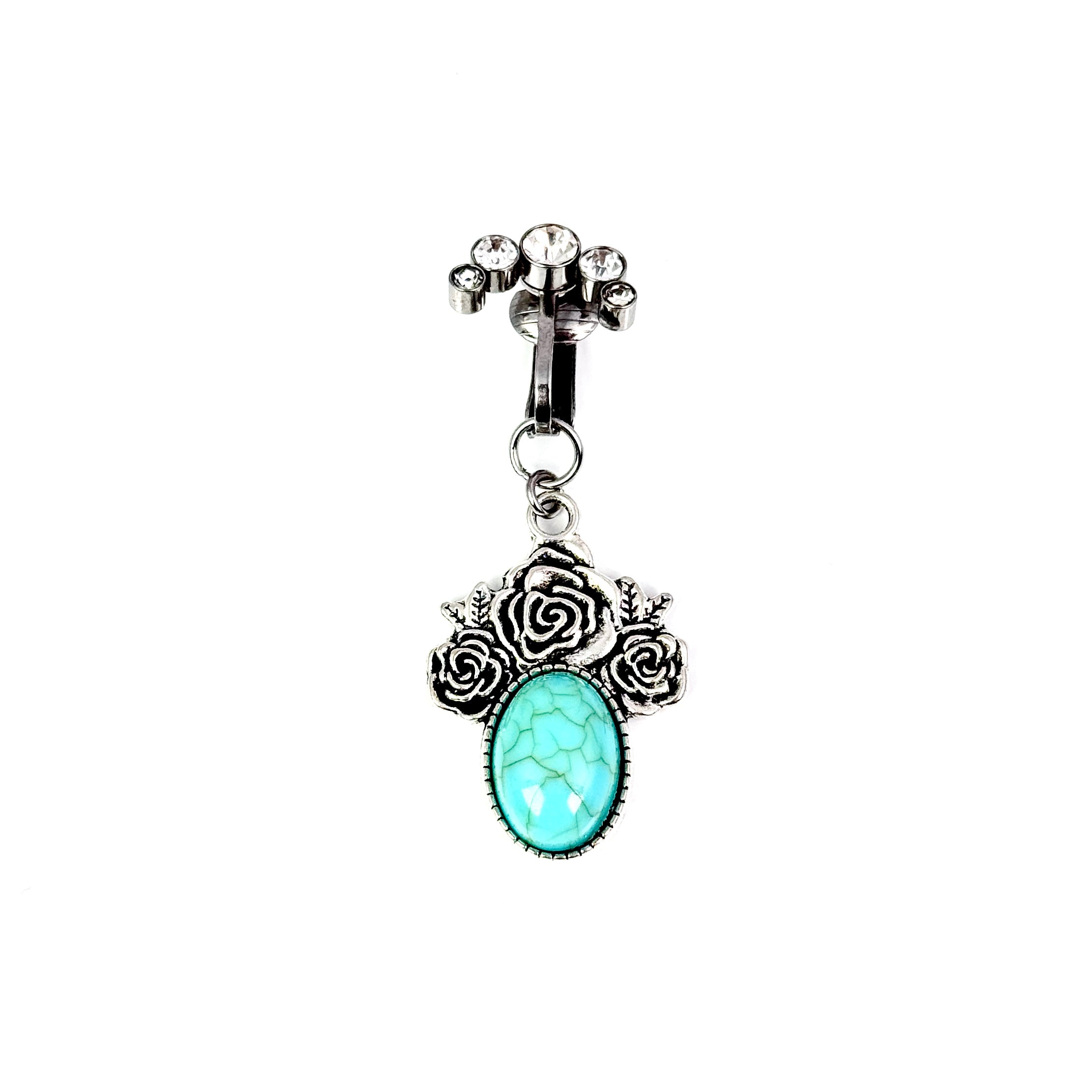 Vintage Turquoise Rose Faux Belly Ring