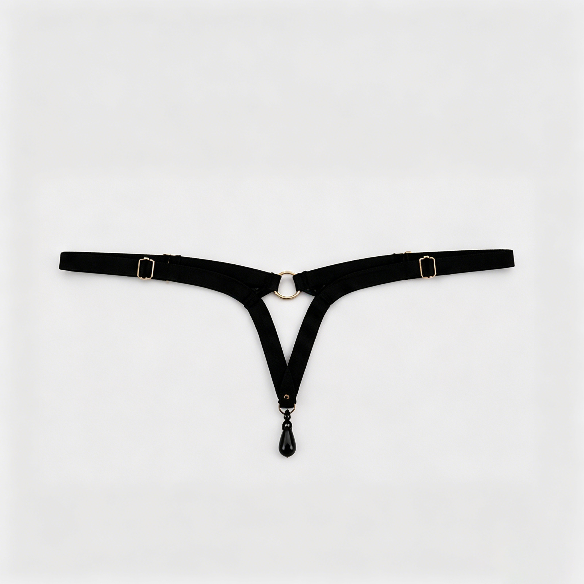 Black Crystal Heart Nipple Cover & Waist Chain Set