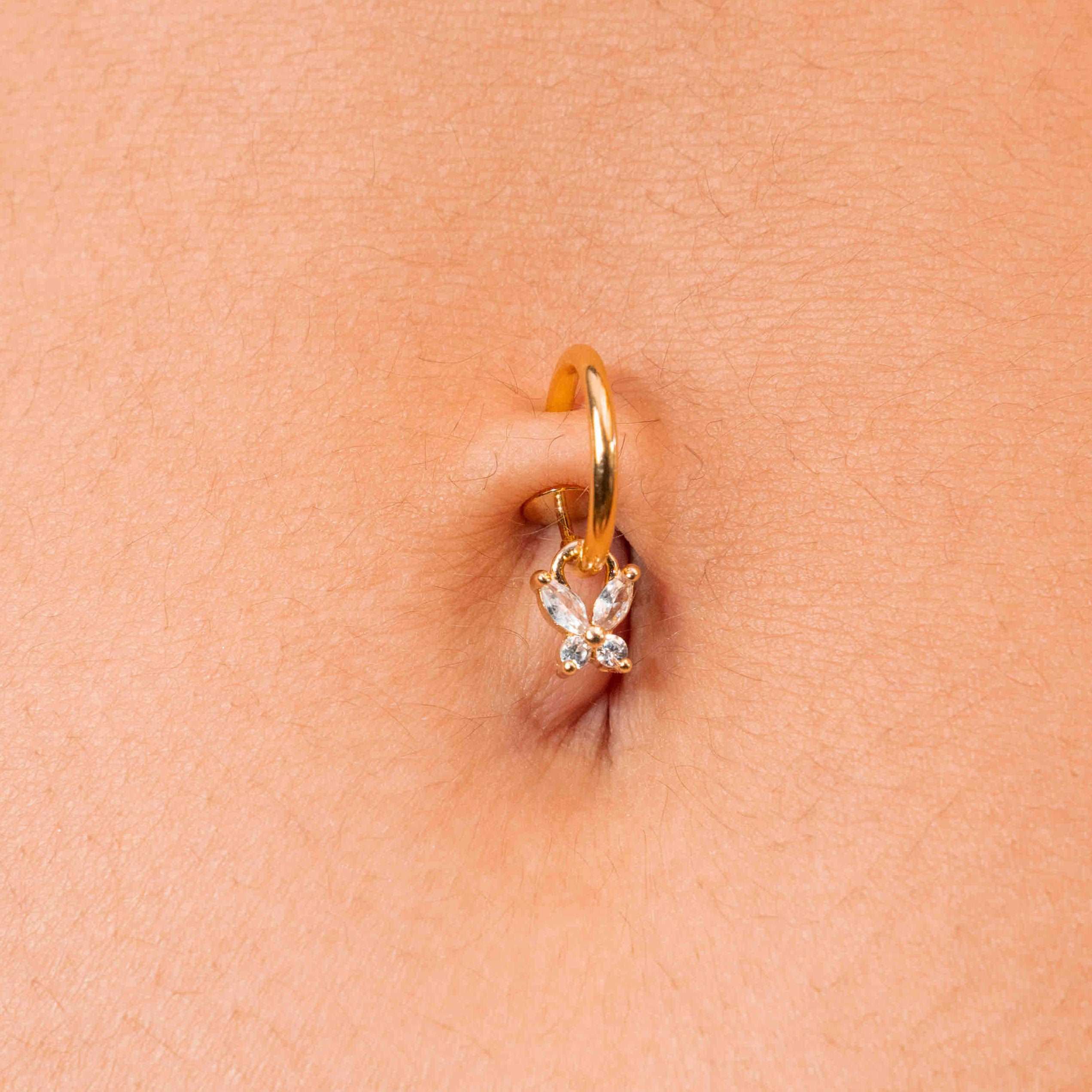 Gold- and silver-plated fake navel rings