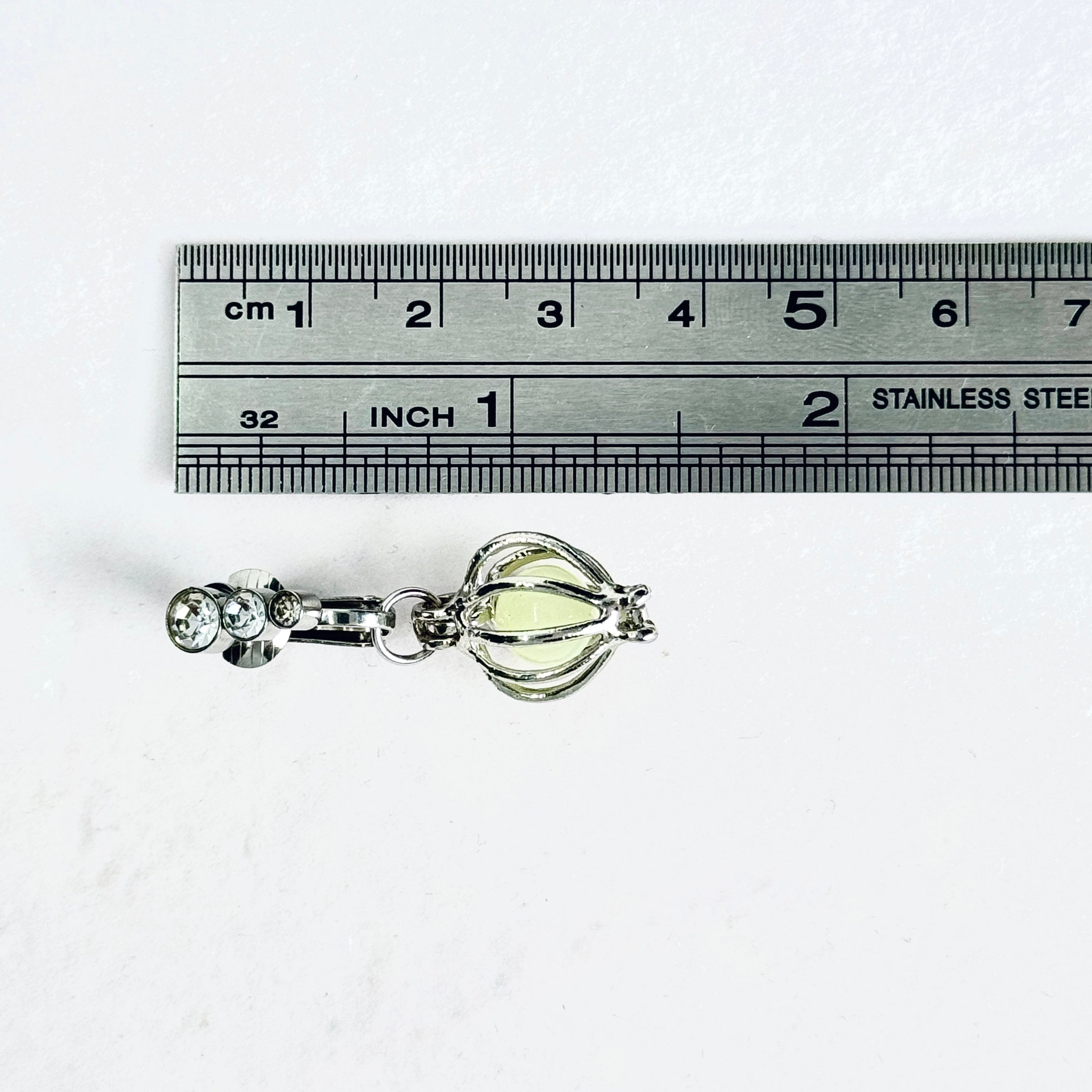 Glow Pearl Cage Faux Belly Button Ring
