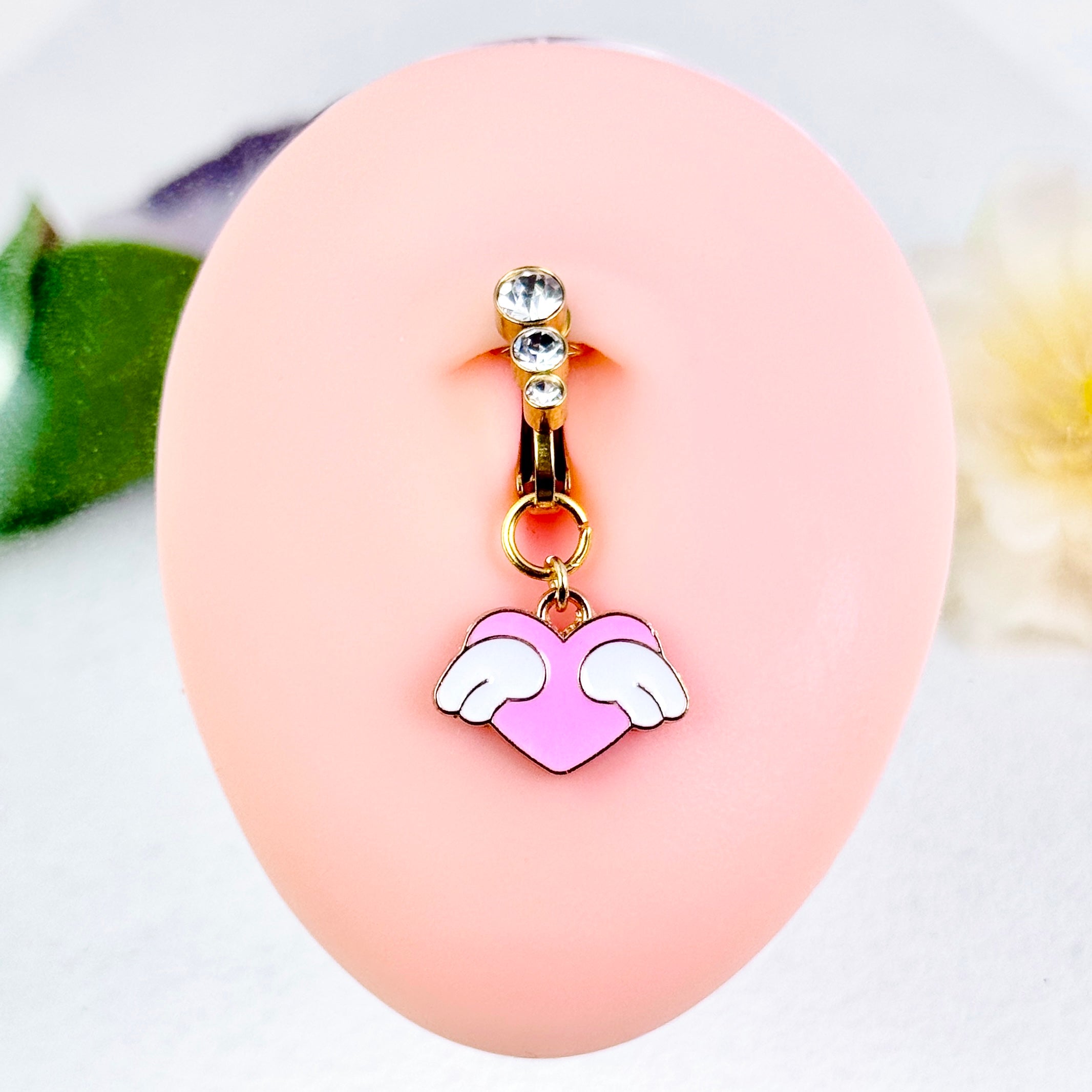 Angel Heart Faux Belly Button Ring