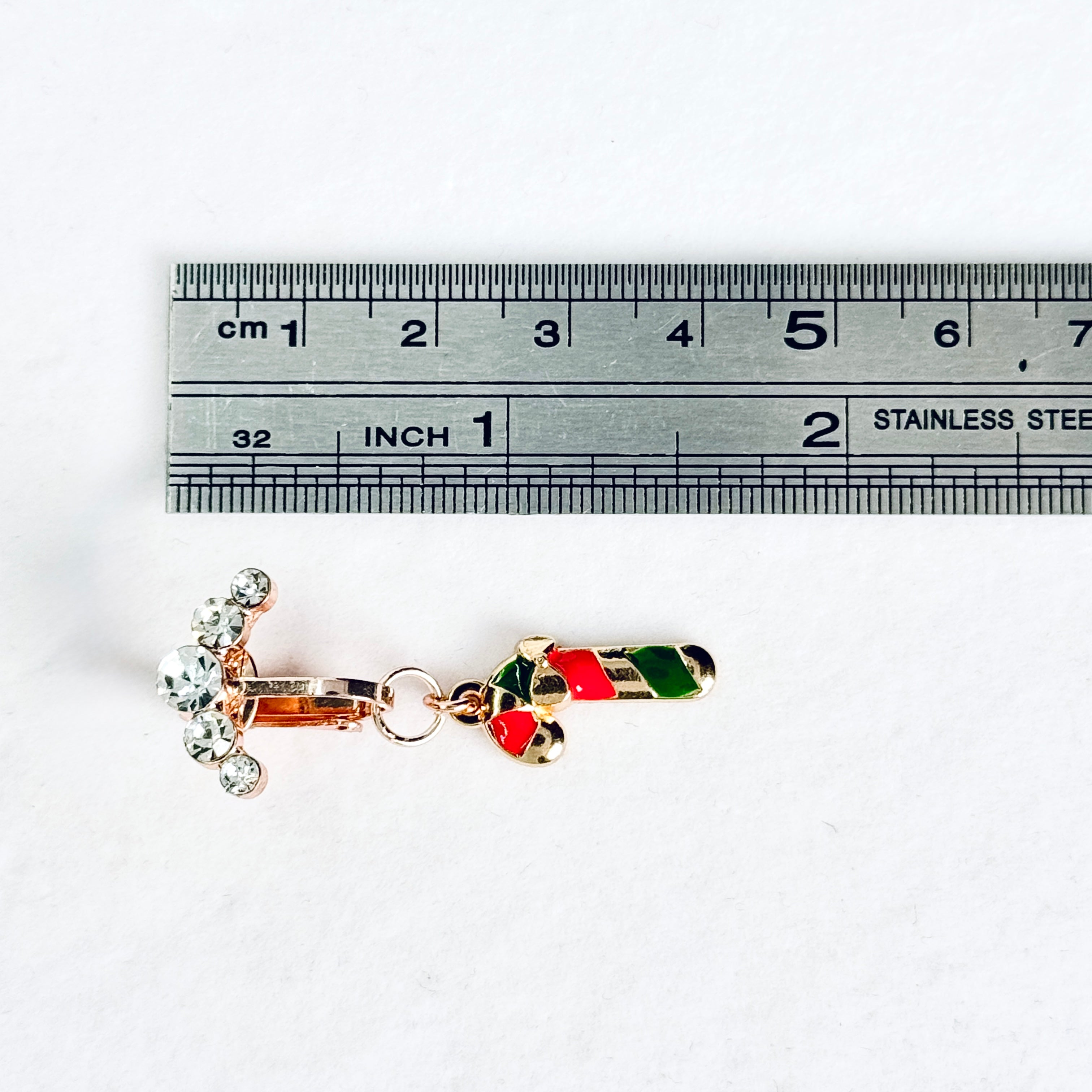 Christmas Candy Cane Faux Belly Button Ring