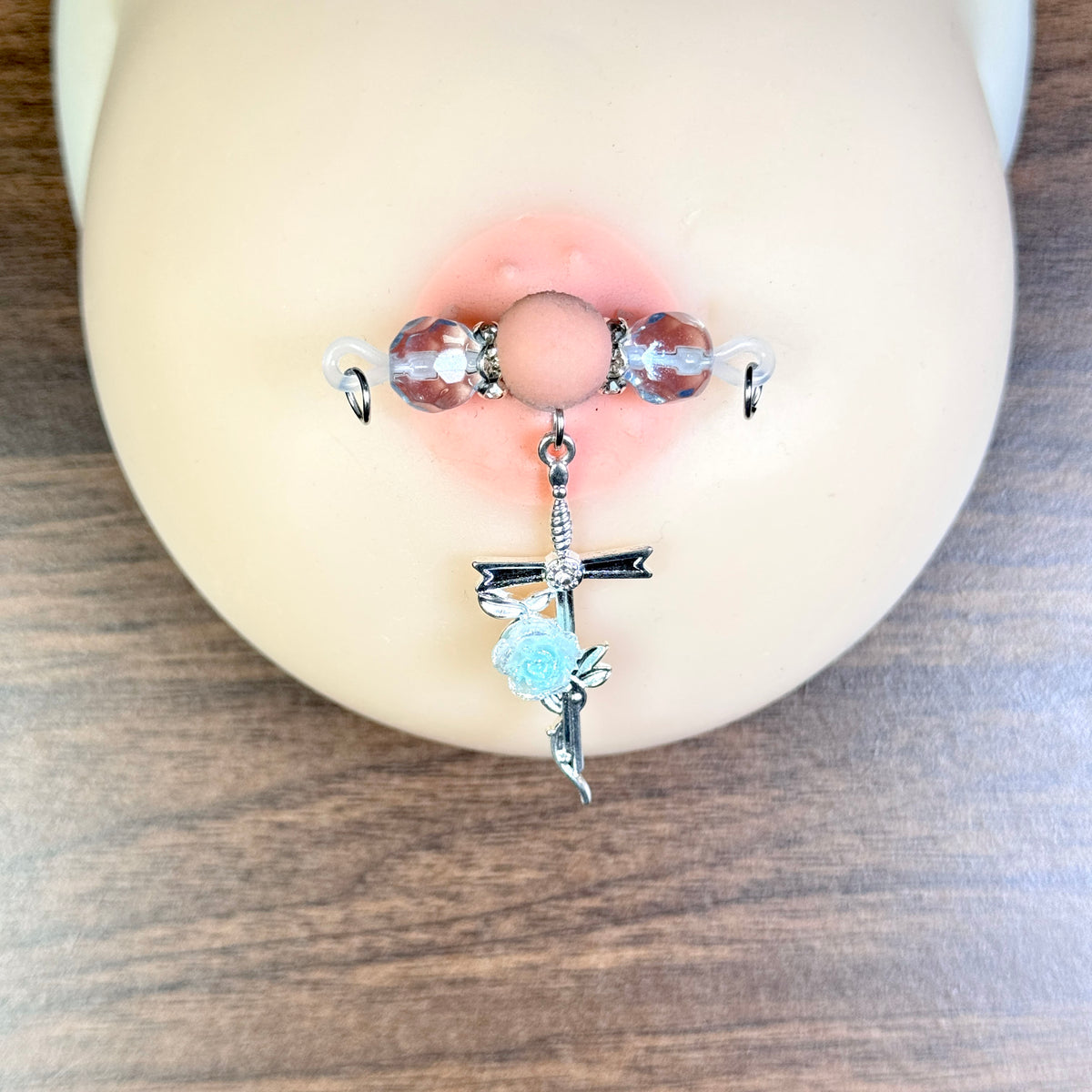 Crystal Rose Sword Nipple Jewelry