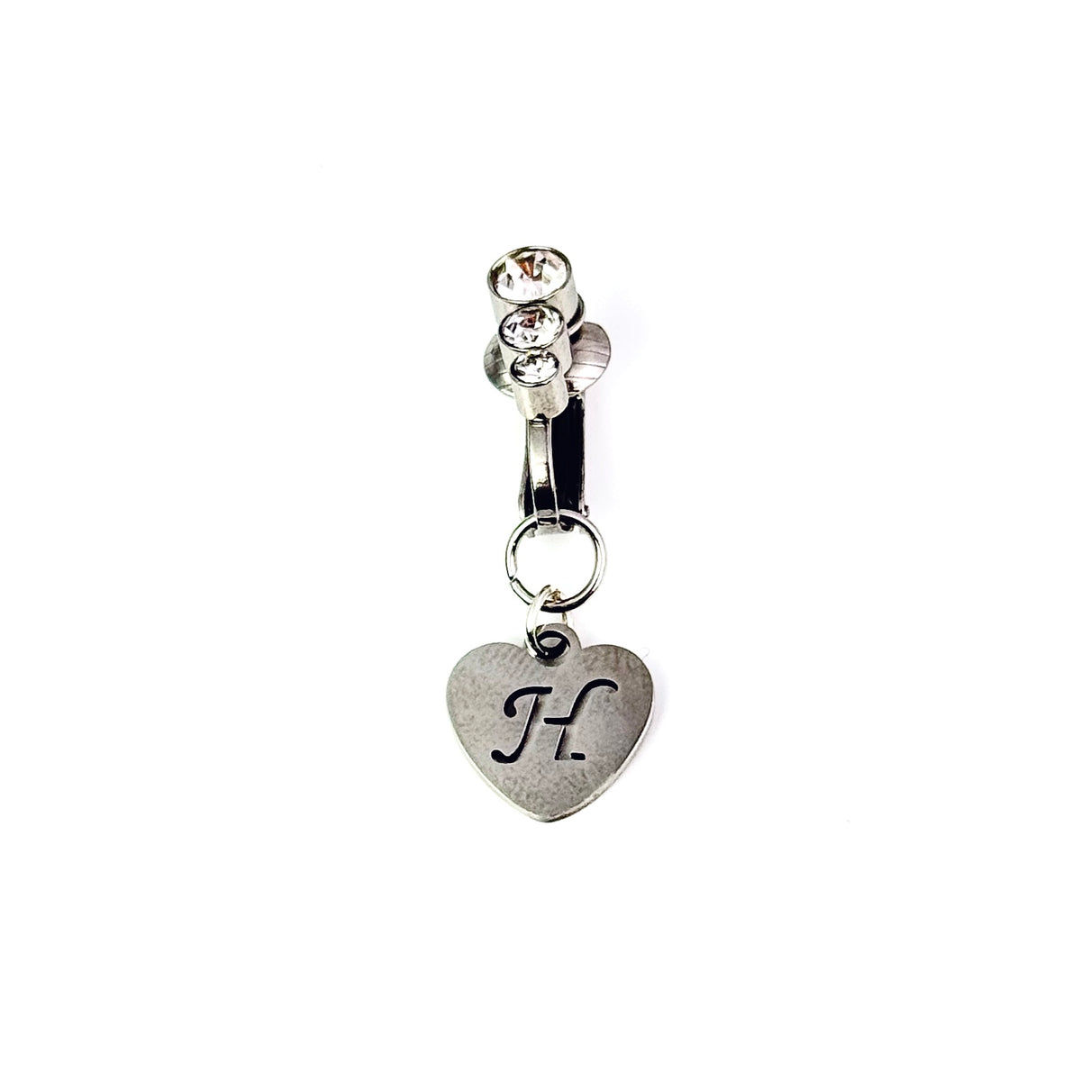 Customizable Initial Heart Faux Navel Ring