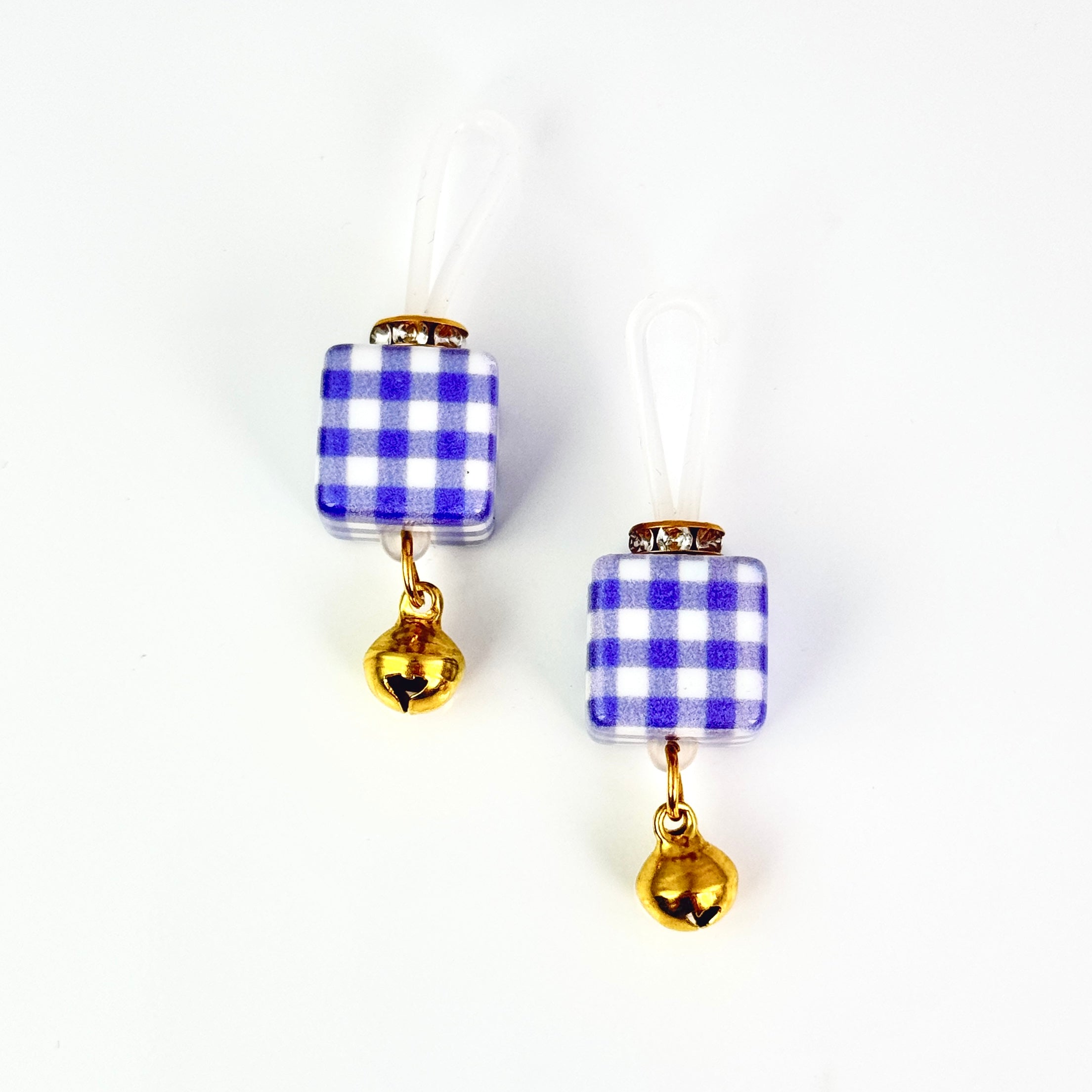 Purple Plaid Bell Faux Nipple Ring