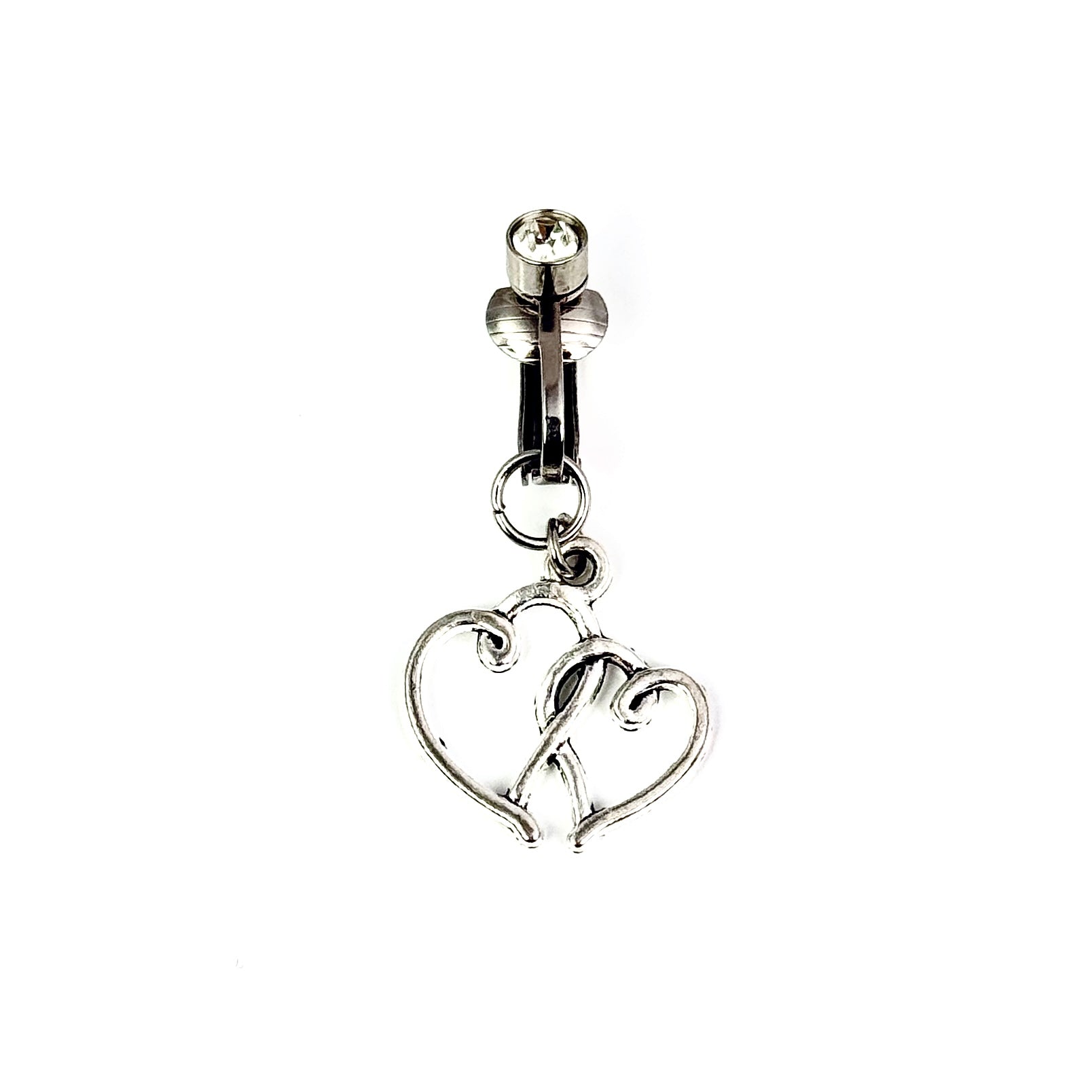 Double Heart Faux Belly Button Ring