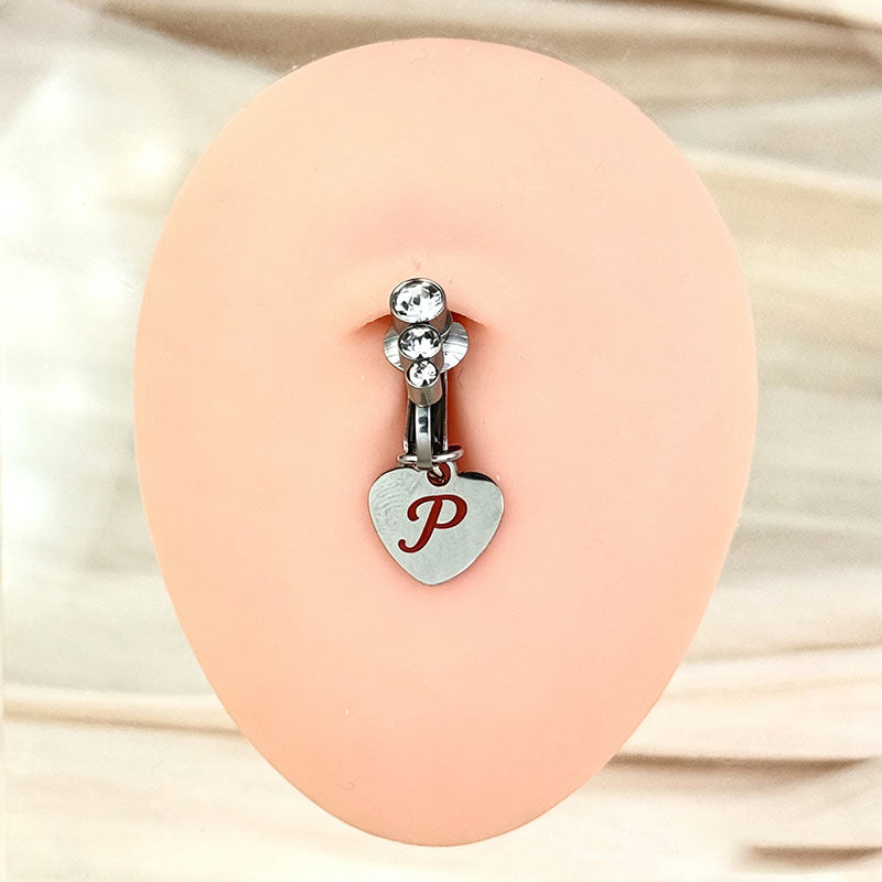 Customizable Initial Heart Faux Navel Ring