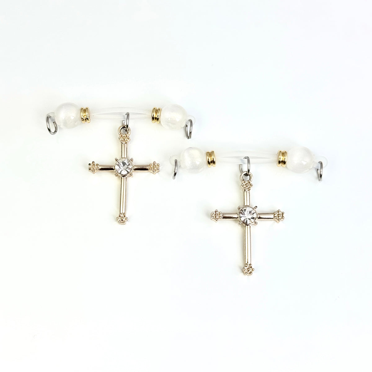 Silver Cross Dangle Nipple Clamps