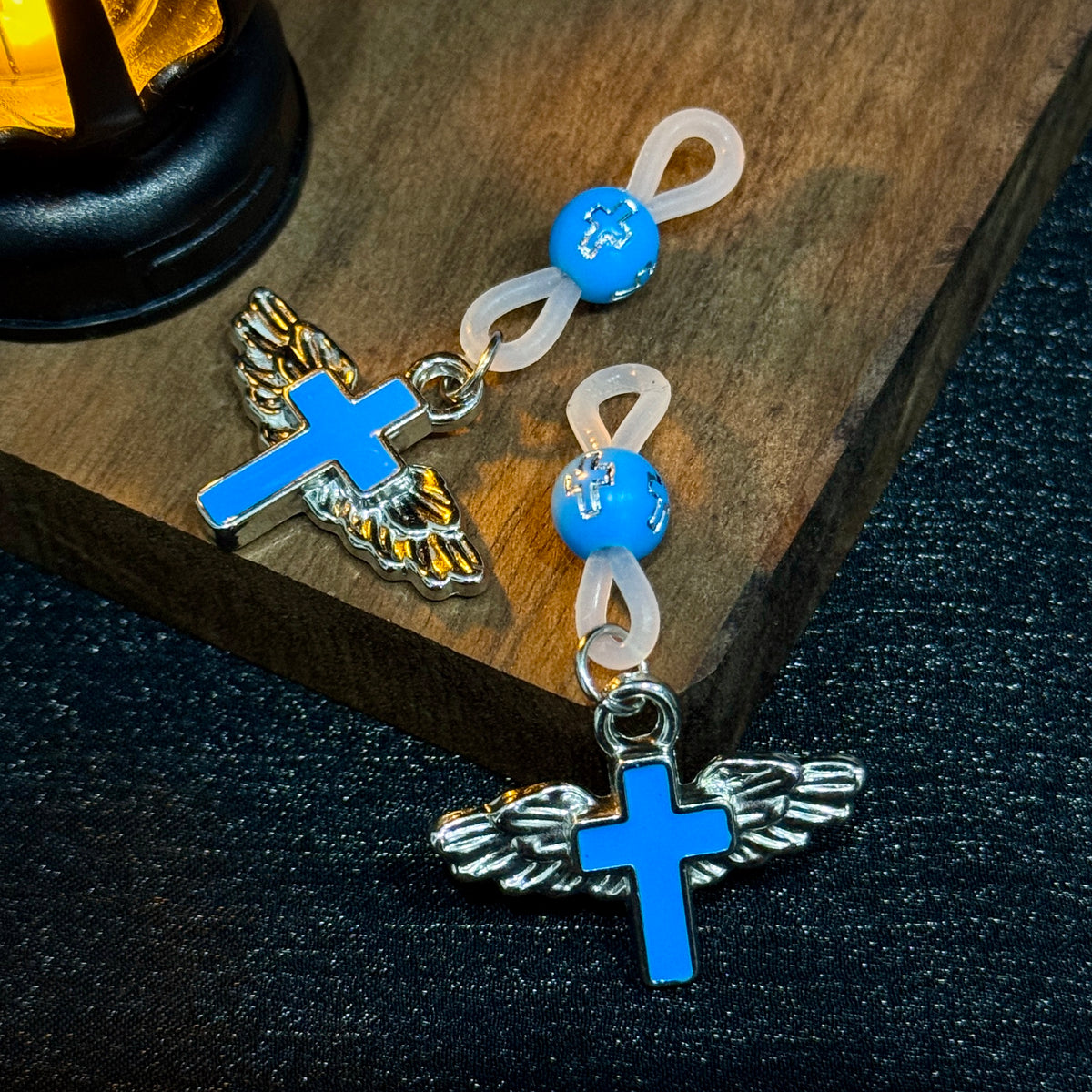 Blue Angel Wing Cross Non-Piercing Nipple Clamp