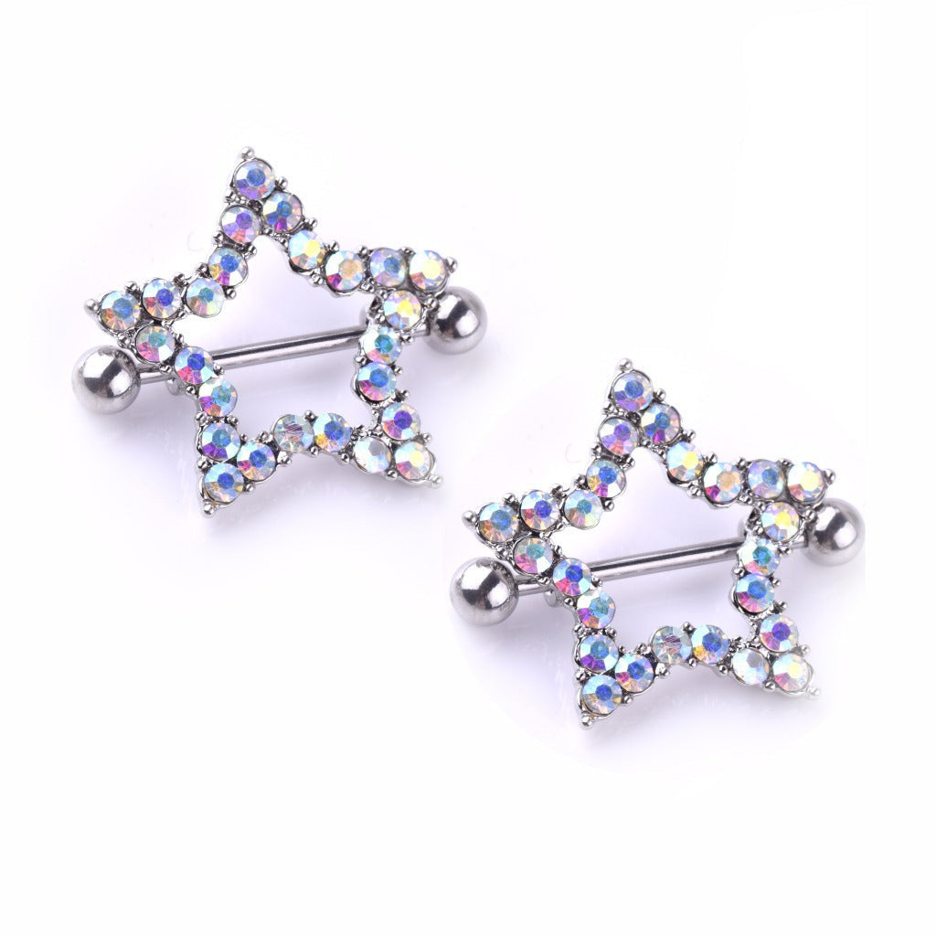 Sparkling Star-Shaped Nipple Shield Barbell