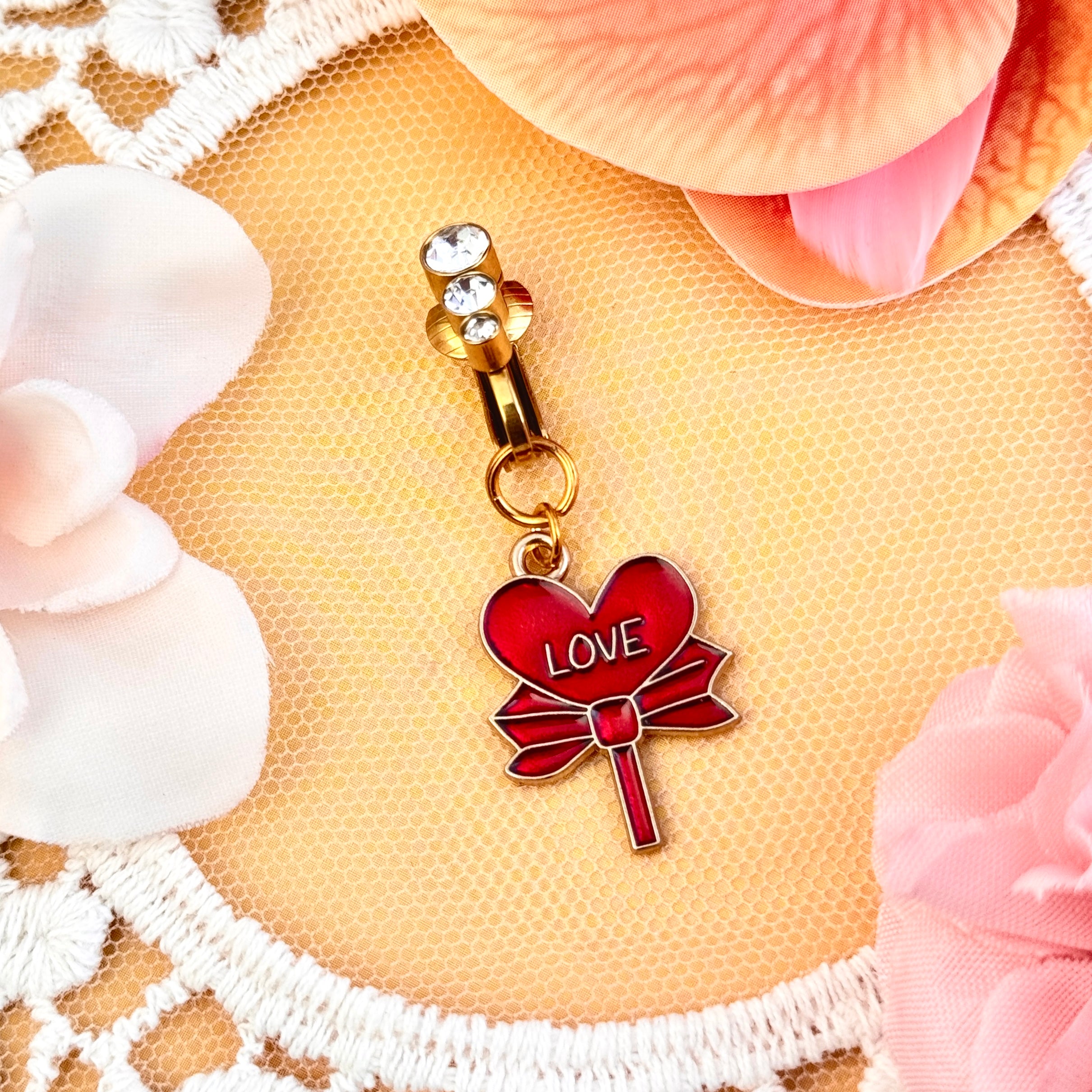 Love Ribbon Heart Belly Clip