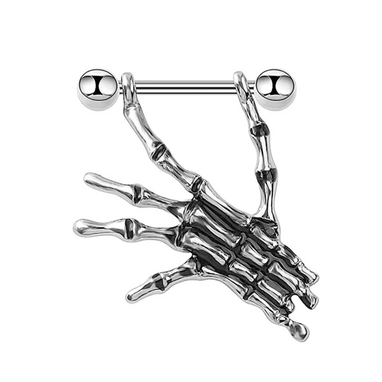 Skull-Hand Nipple Ring