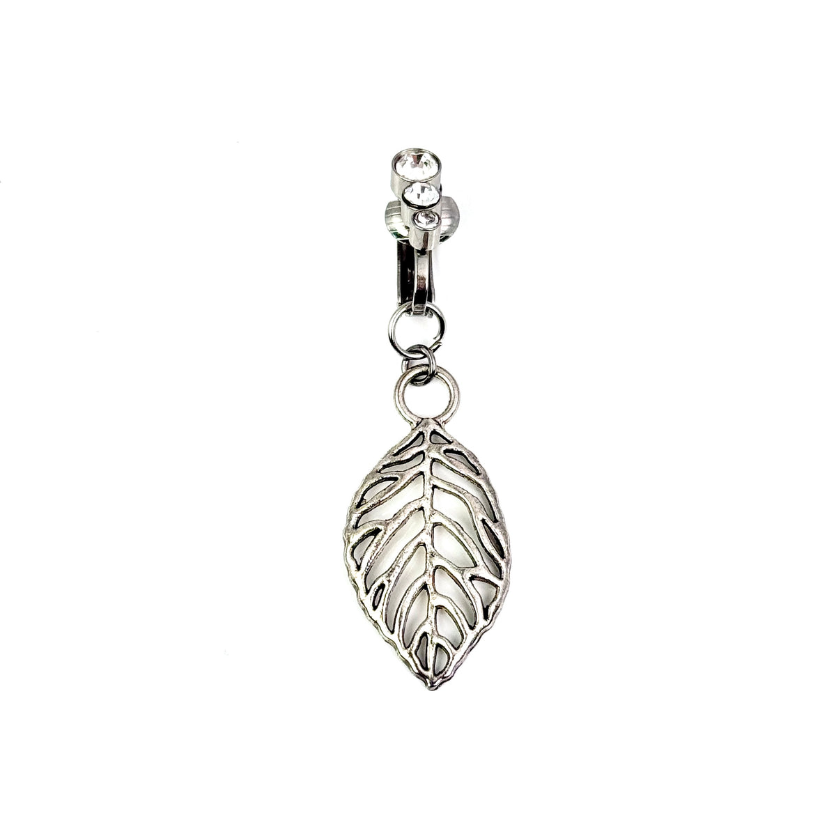 ilver Leaf Charm Faux Belly Ring