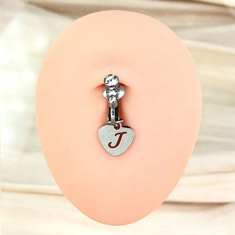 Customizable Initial Heart Faux Navel Ring