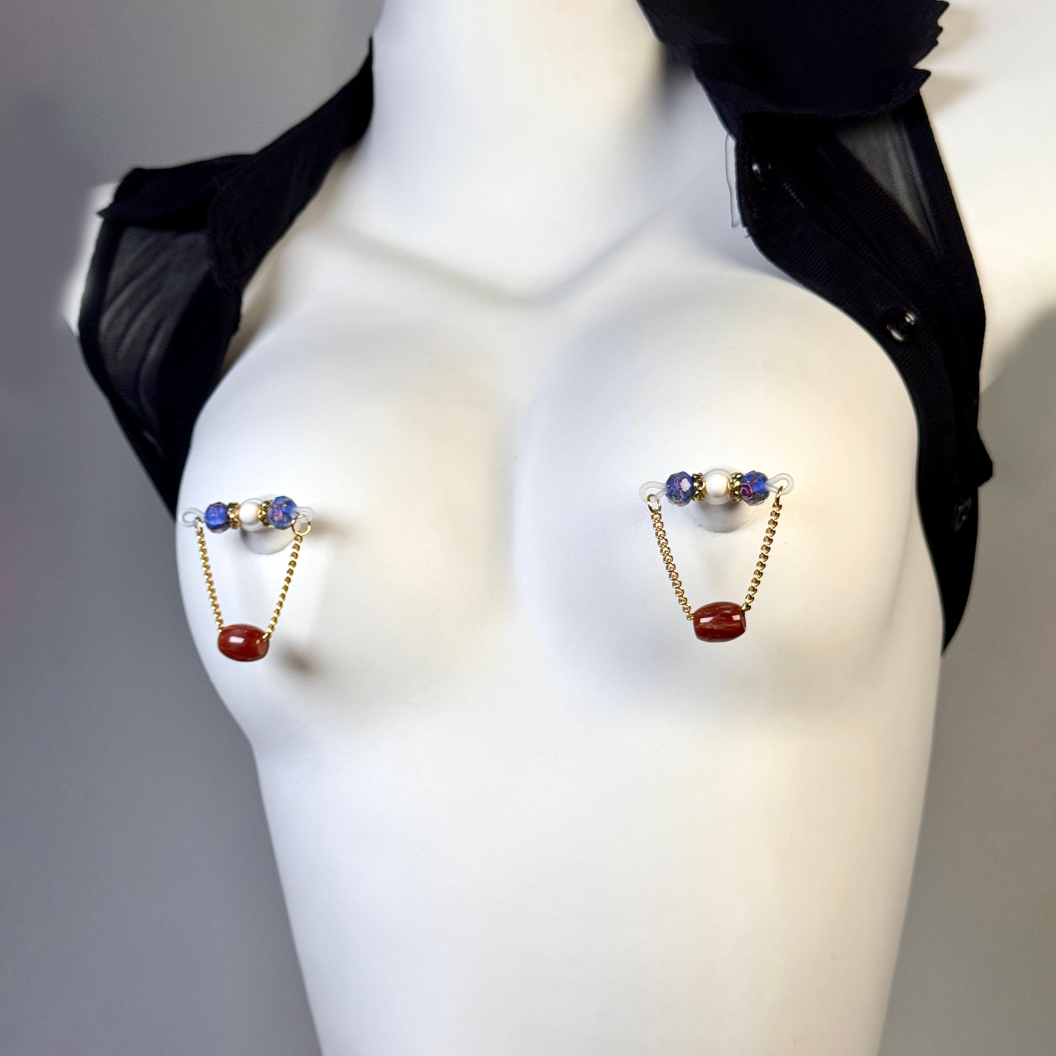 Mysterious Blue Non-Piercing Glass Nipple Ornament