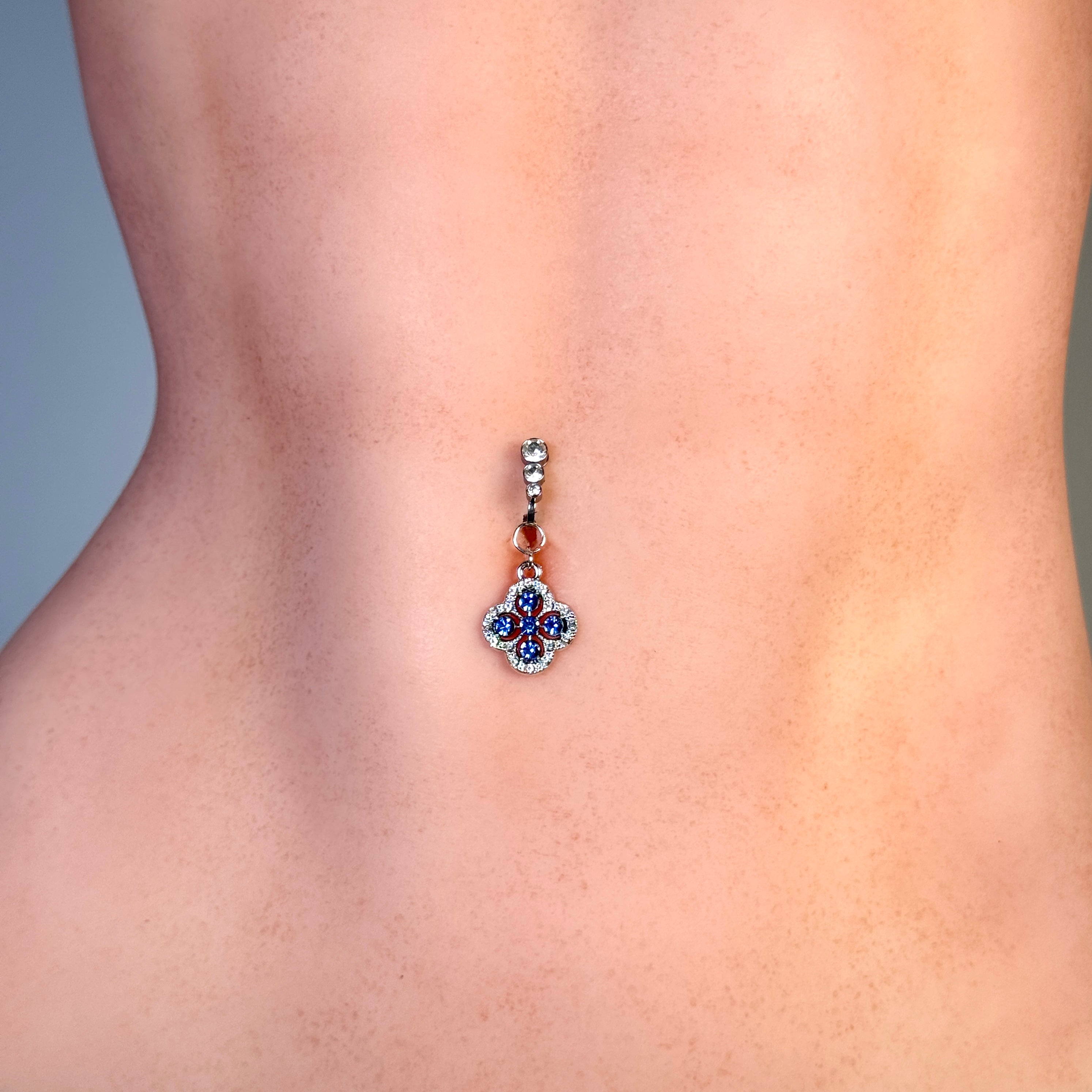 Sapphire Clover Belly Clip