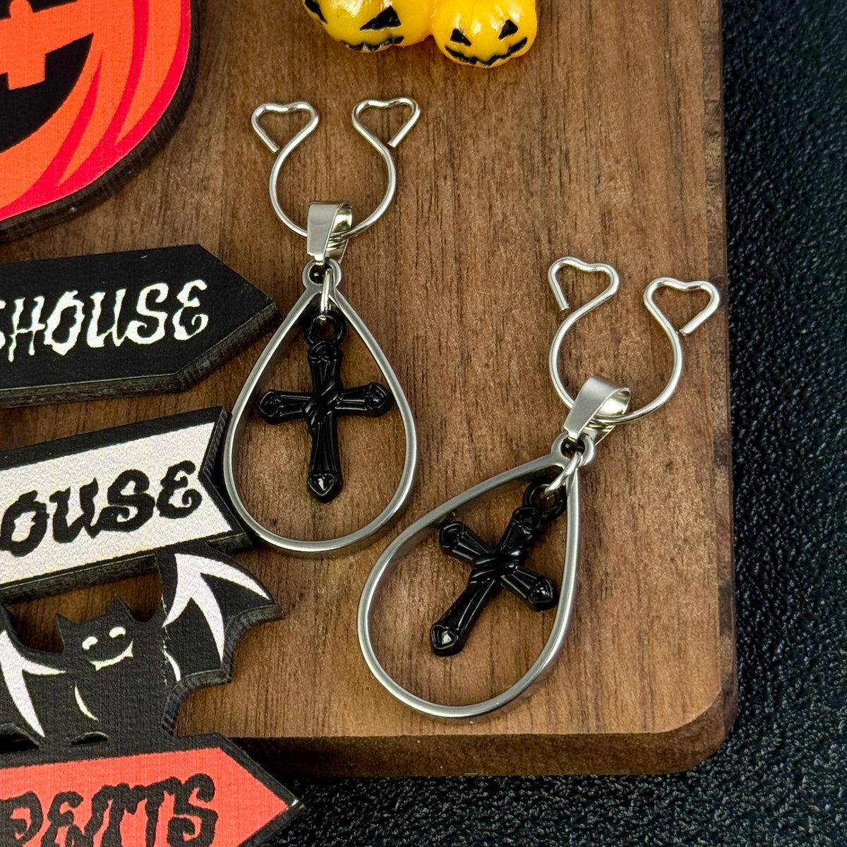 Spooky Black Cross Halloween Ring