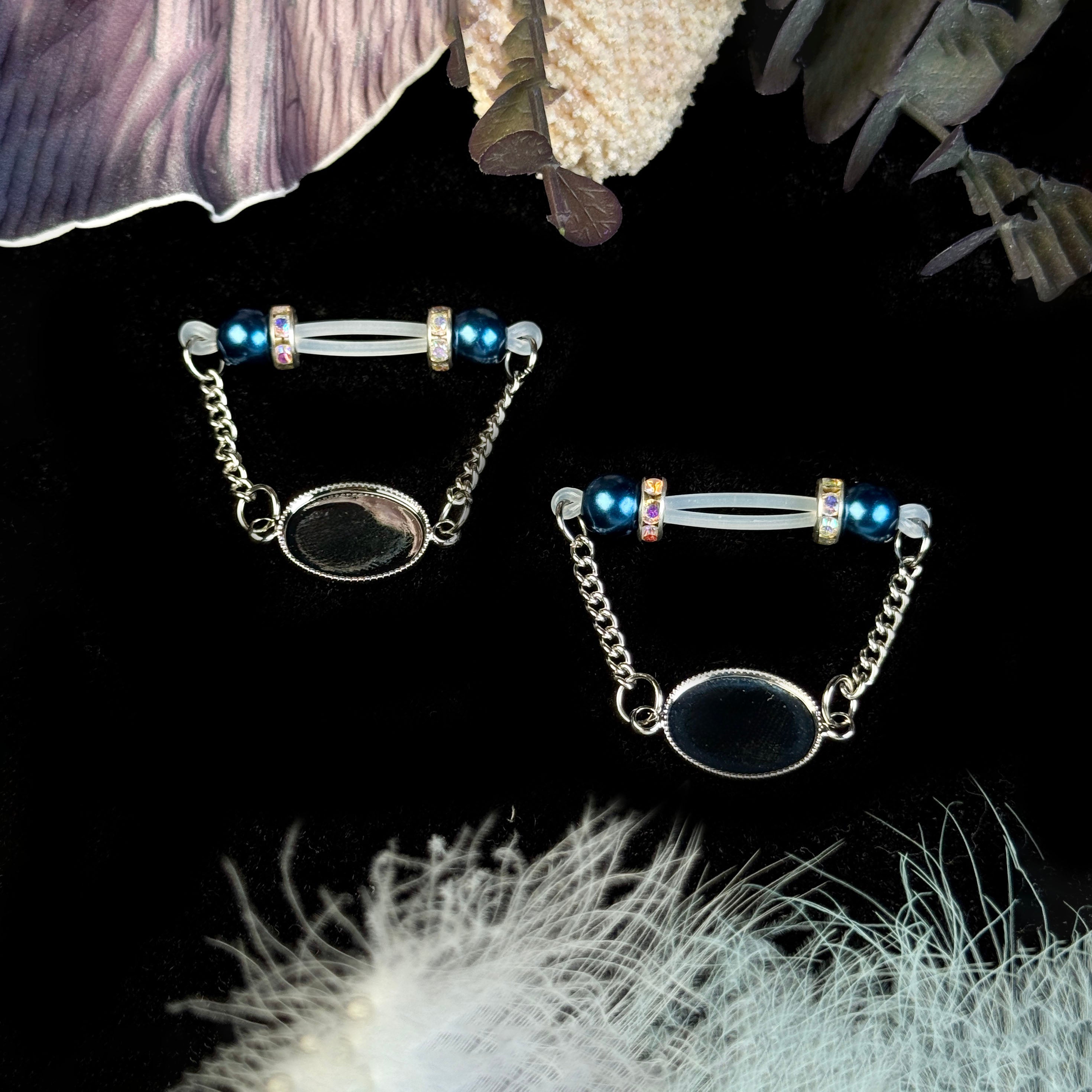 Ocean Blue Crystal Non-Piercing Nipple Jewelry