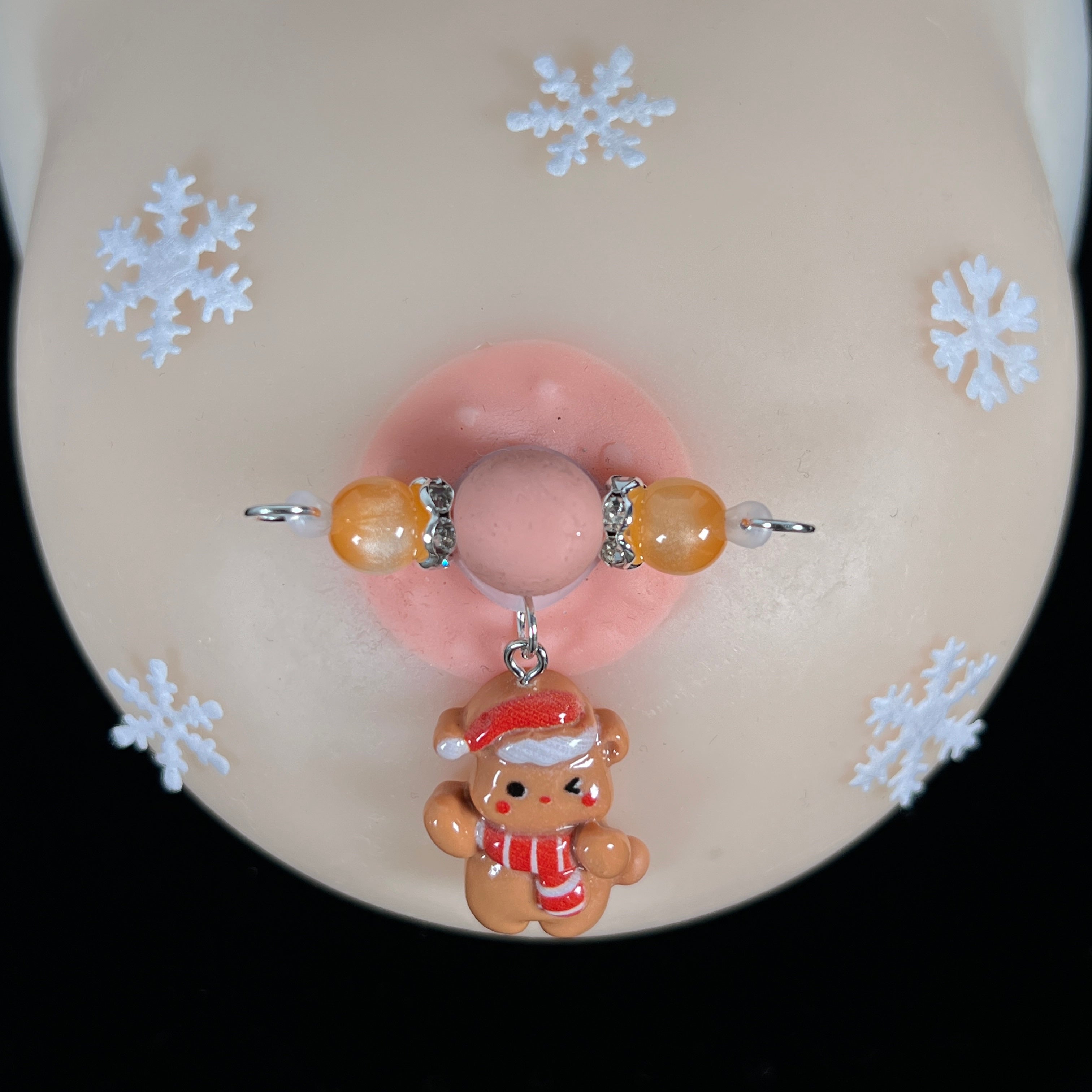 Bear Pendant Pink Pearl Nipple Clamps