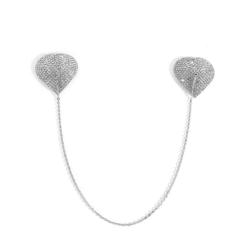 Women's Alluring Heart-Shaped Rhinestone Breast Patches