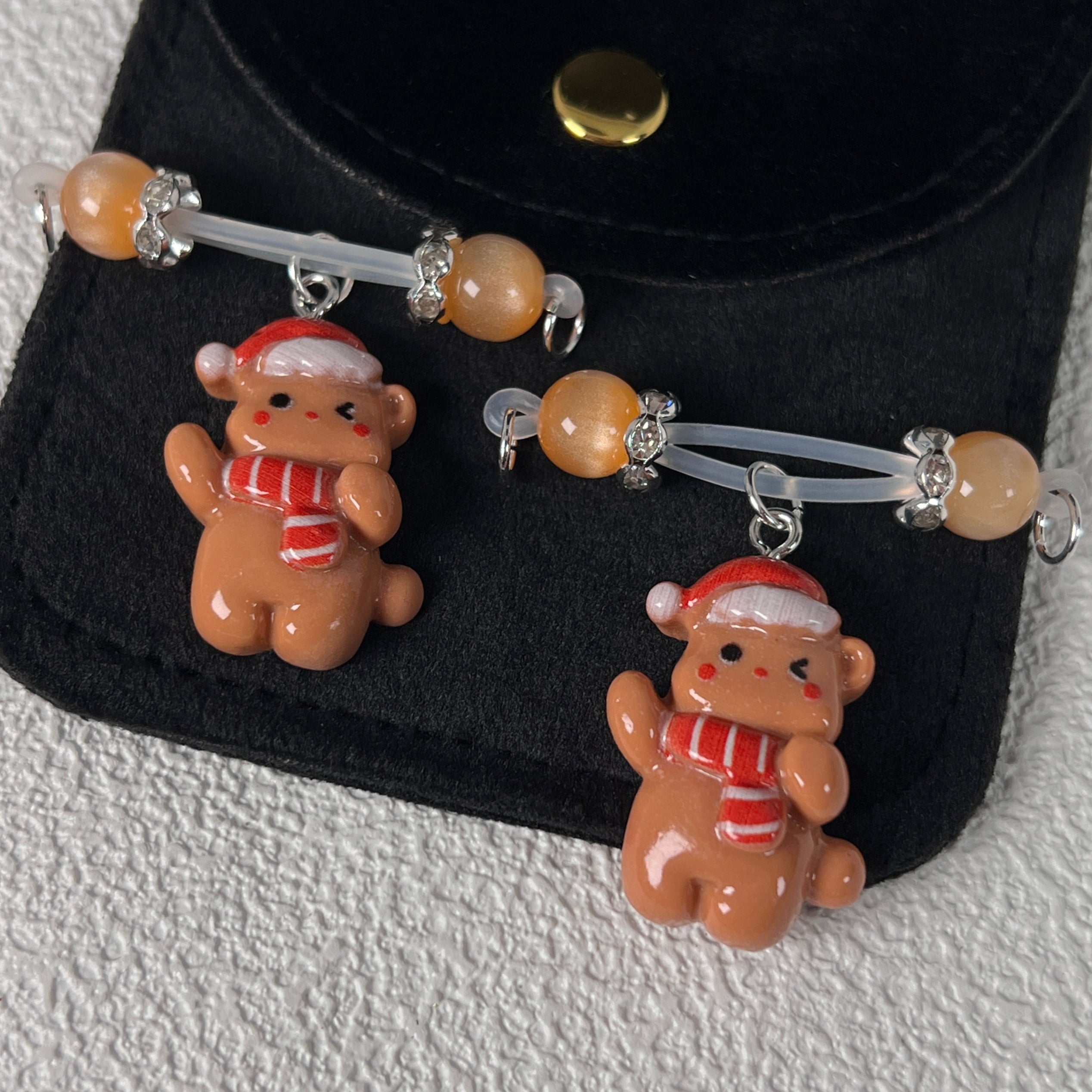 Bear Pendant Pink Pearl Nipple Clamps